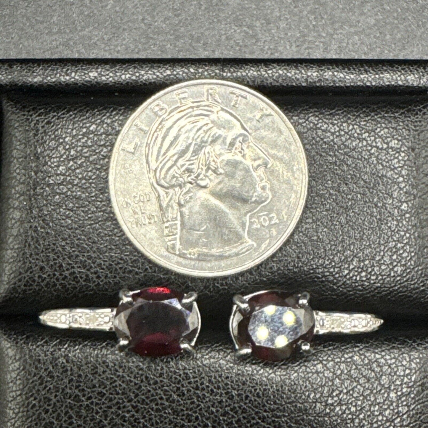 New Condition Sterling Silver Genuine Garnet Diamond Drop Earrings 925