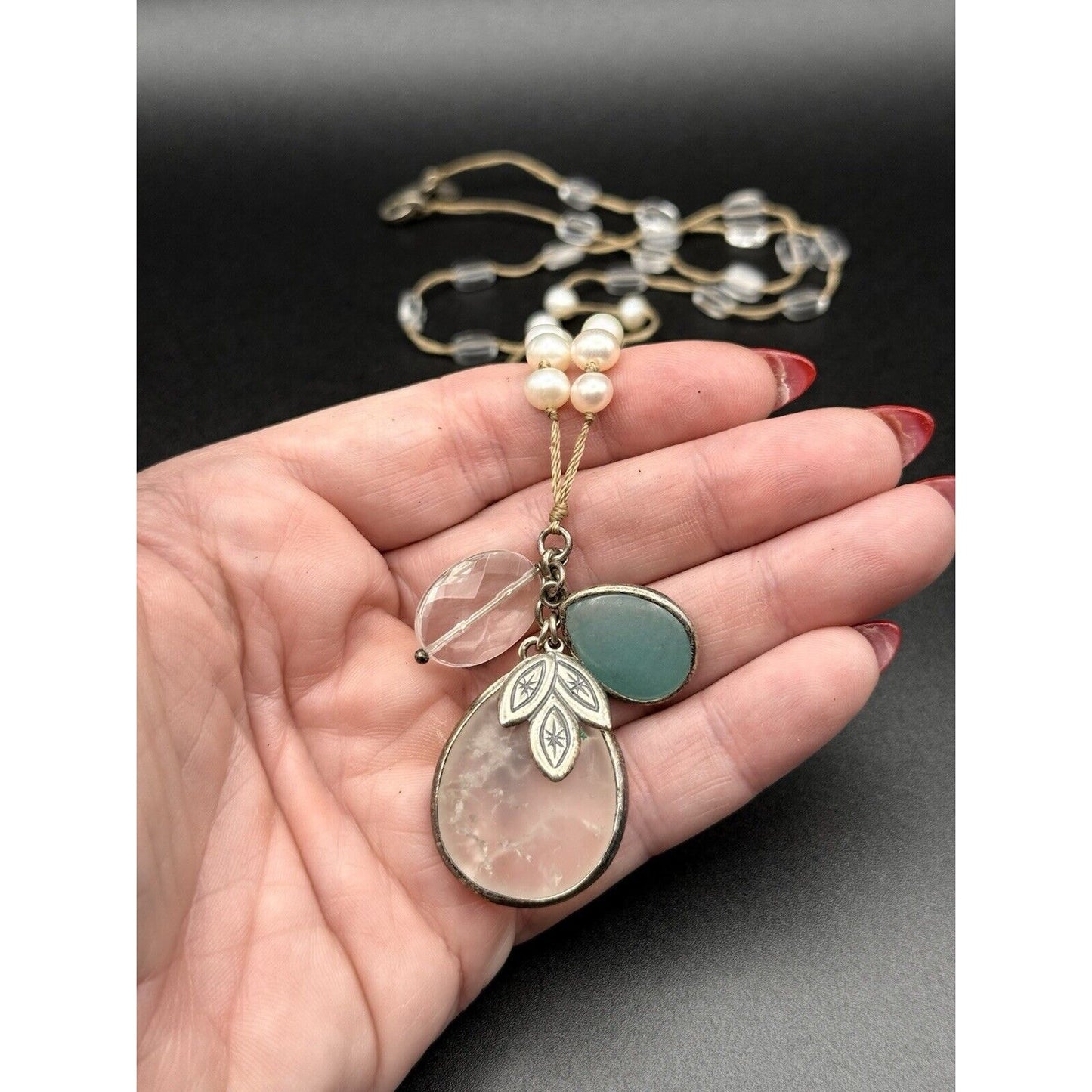 Silpada 30” Multi Gemstone Necklace Pearl Crystal N11