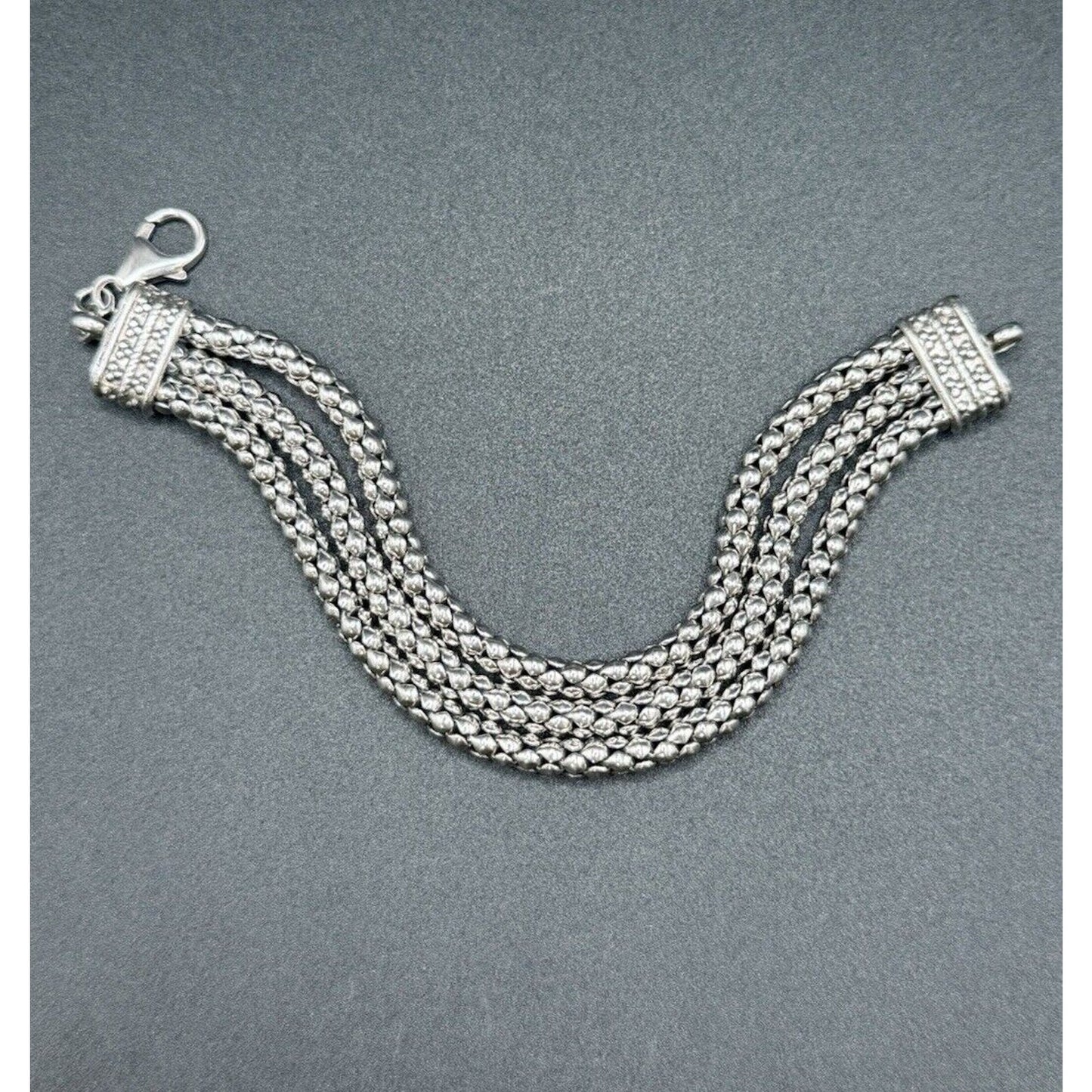 7.5" Vintage Sterling Silver Triple Strand Bracelet 45 Grams M15