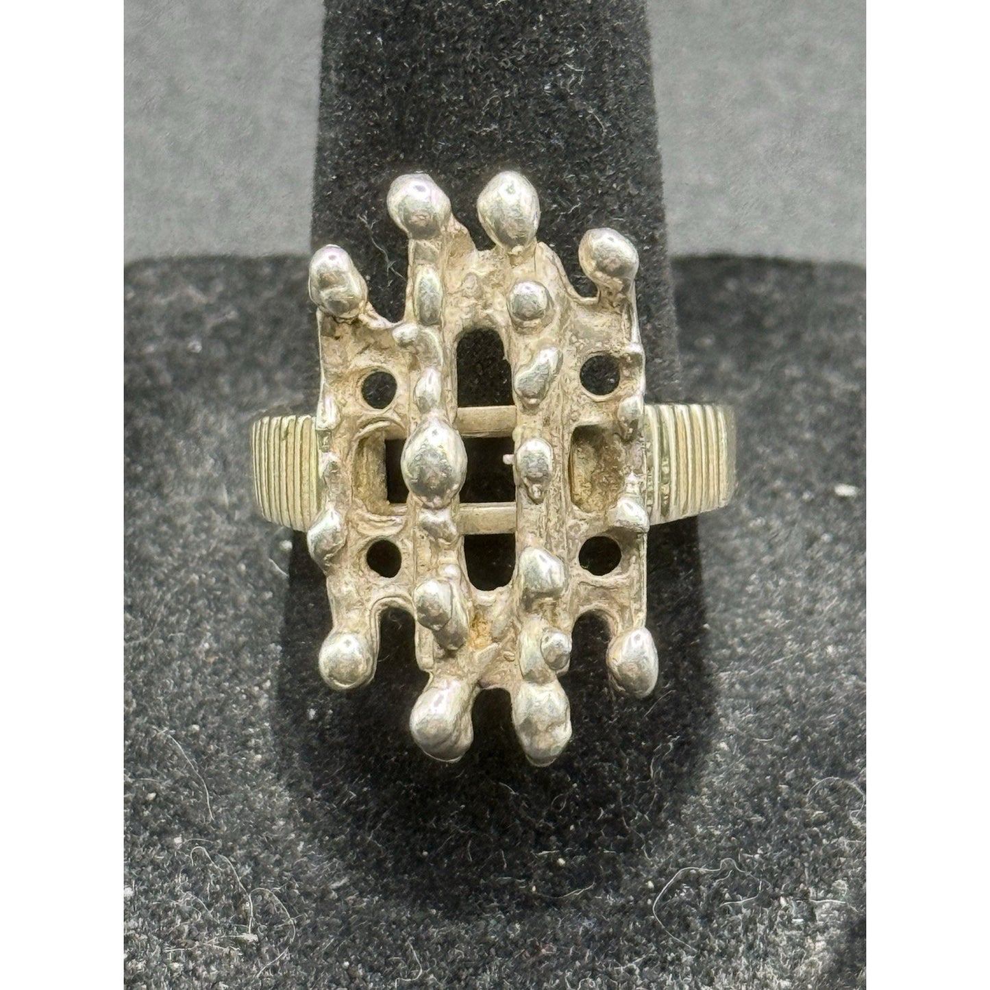 Brutalist Sterling Silver Ring Size 7.25 Tested R8