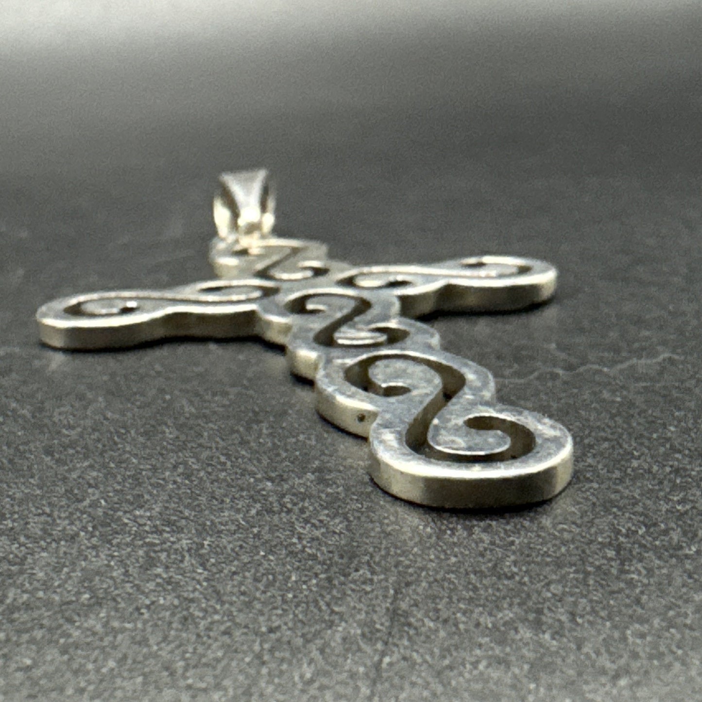 3” Sterling Silver Scroll Openwork Cross Pendant 14g 925 Q28