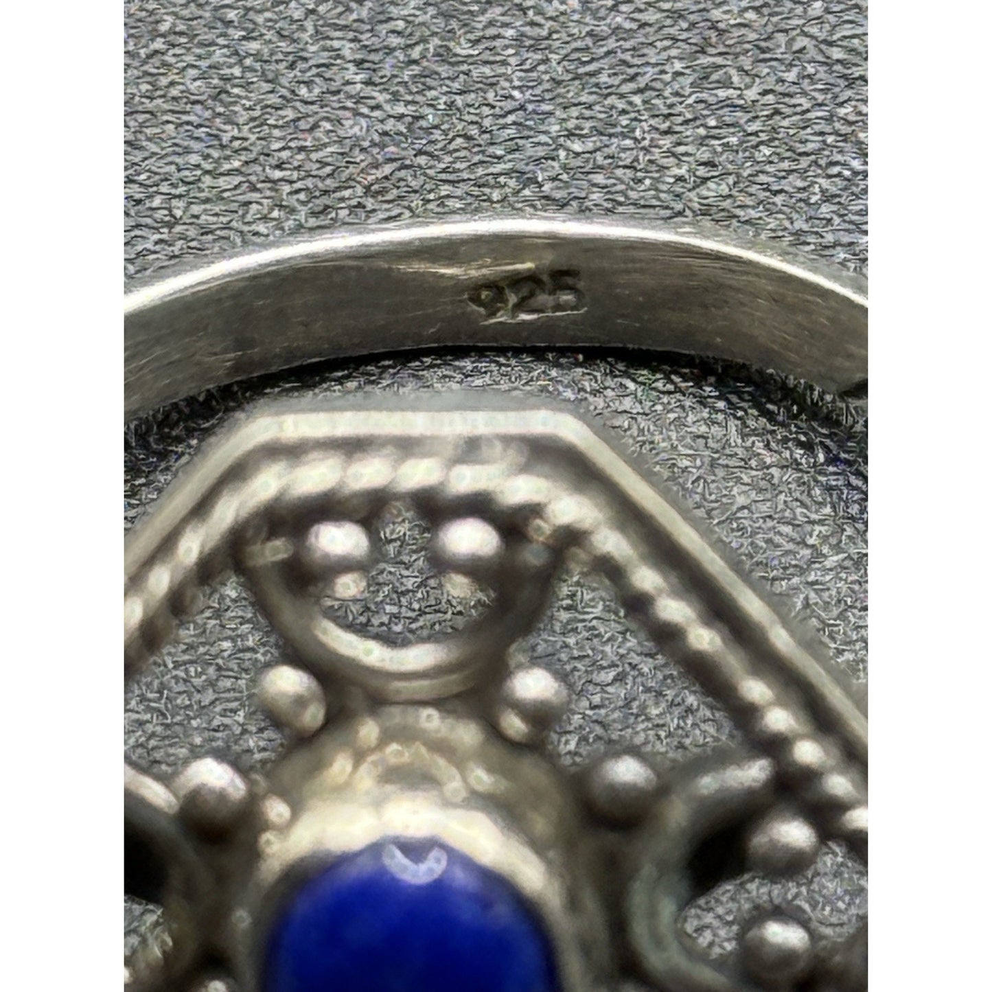 Excellent Used Condition Sterling Silver Genuine Lapis Ring Size 7.00 925 P19