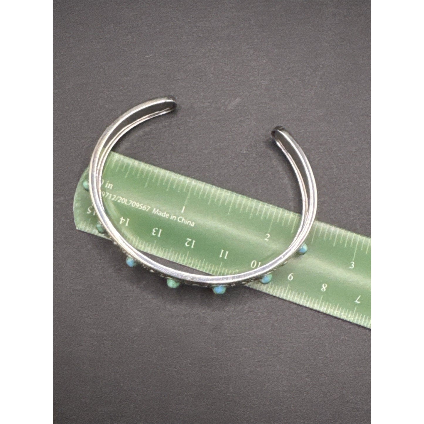 New Condition 7” Sterling Silver Turquoise Studded Cuff Bracelet 925