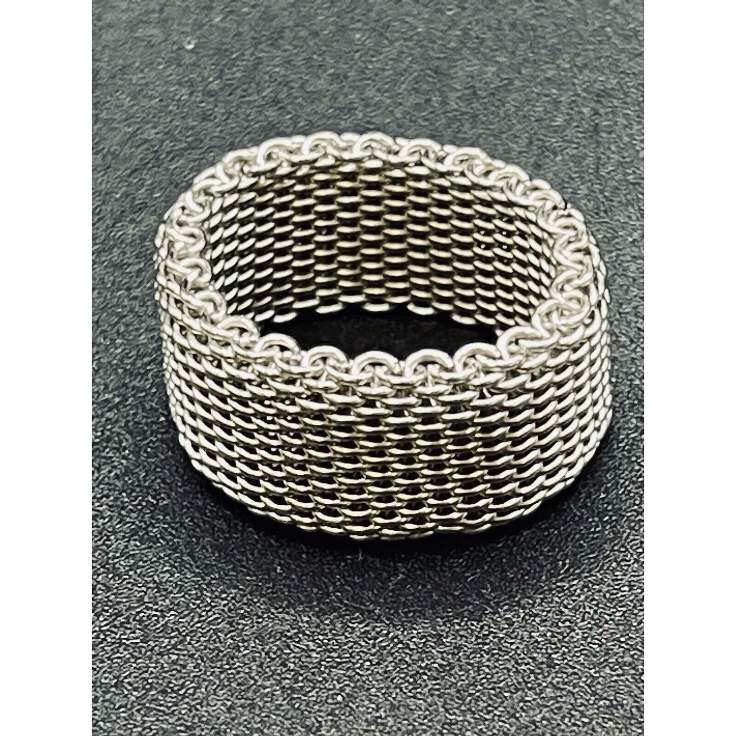 New Condition Sterling Silver Mesh Ring Size 5.00