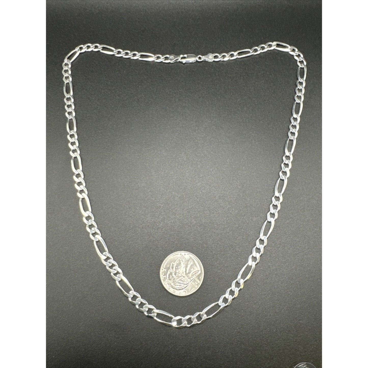 New Condition 22" Sterling Silver Figaro Curb Link Chain Necklace 6mm 23g 925