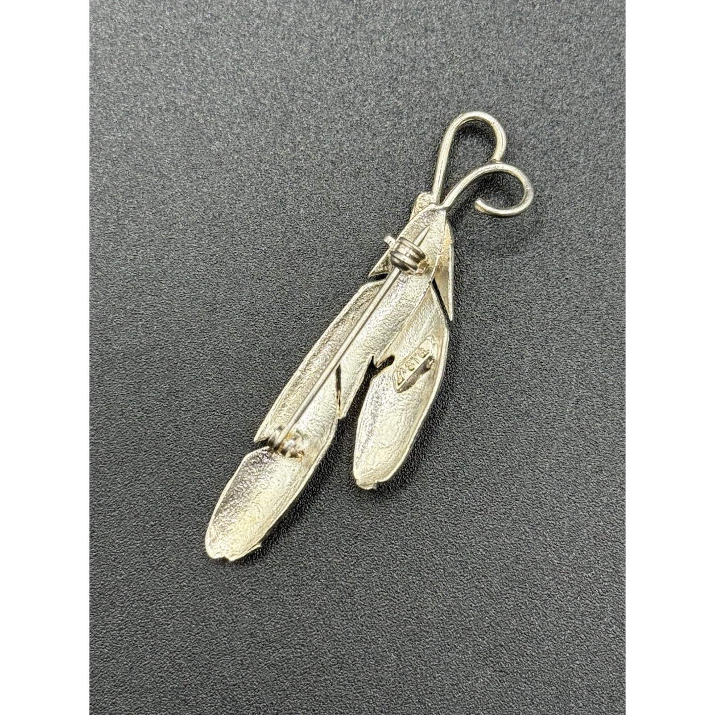 Modernist Sterling Silver Fearher Brooch Pin P5