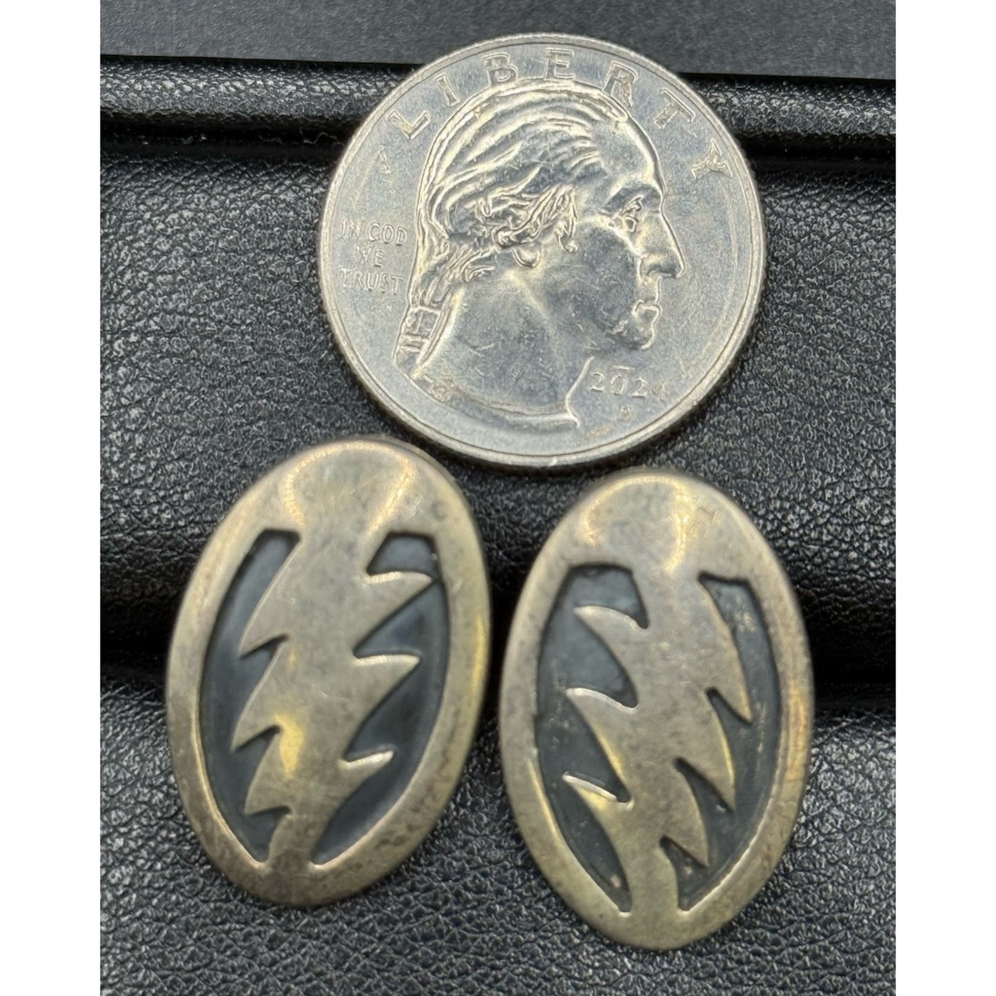 Southwestern Sterling Silver Lightening Bolt Screw Back Earrings P3