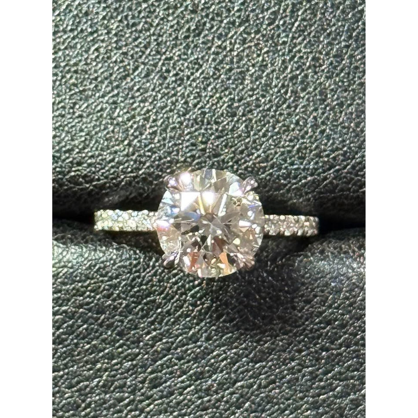 14k White Gold Hidden Halo 3.08 Round Brilliant Cut Lab Grown Diamond Ring E Color VS1 Clarity