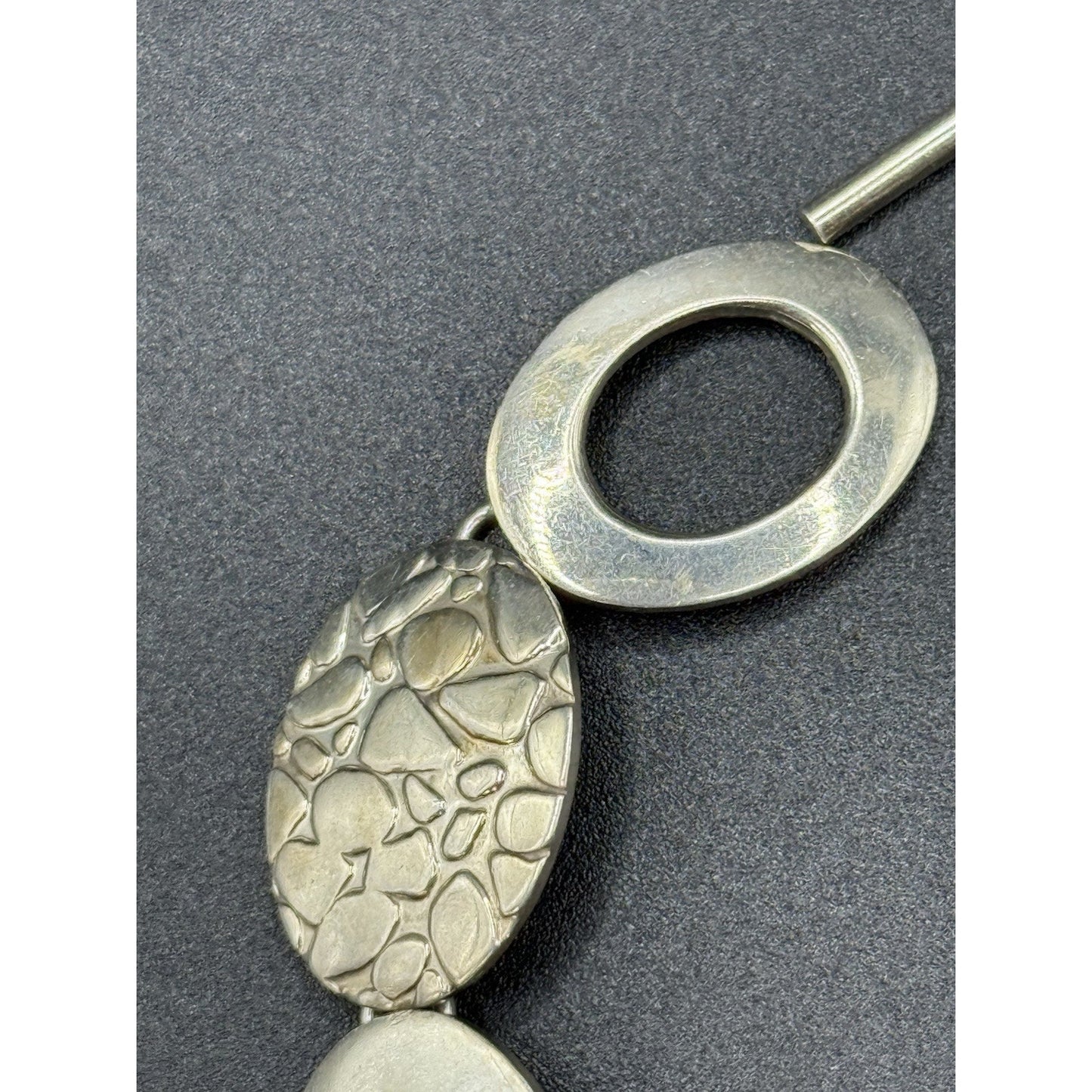 7.5” Sterling Silver Textured Link Bracelet 35 Grams 925 Toggle P5