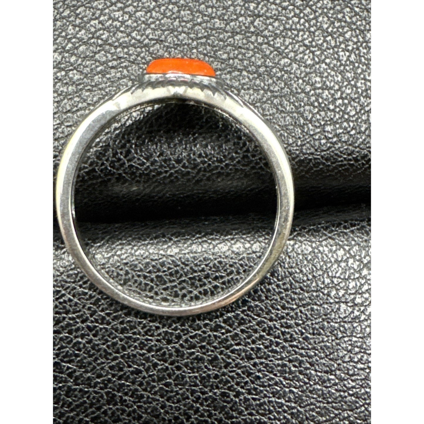 New Condition Sterling Silver Coral Sunburst Ring 925 Size 7