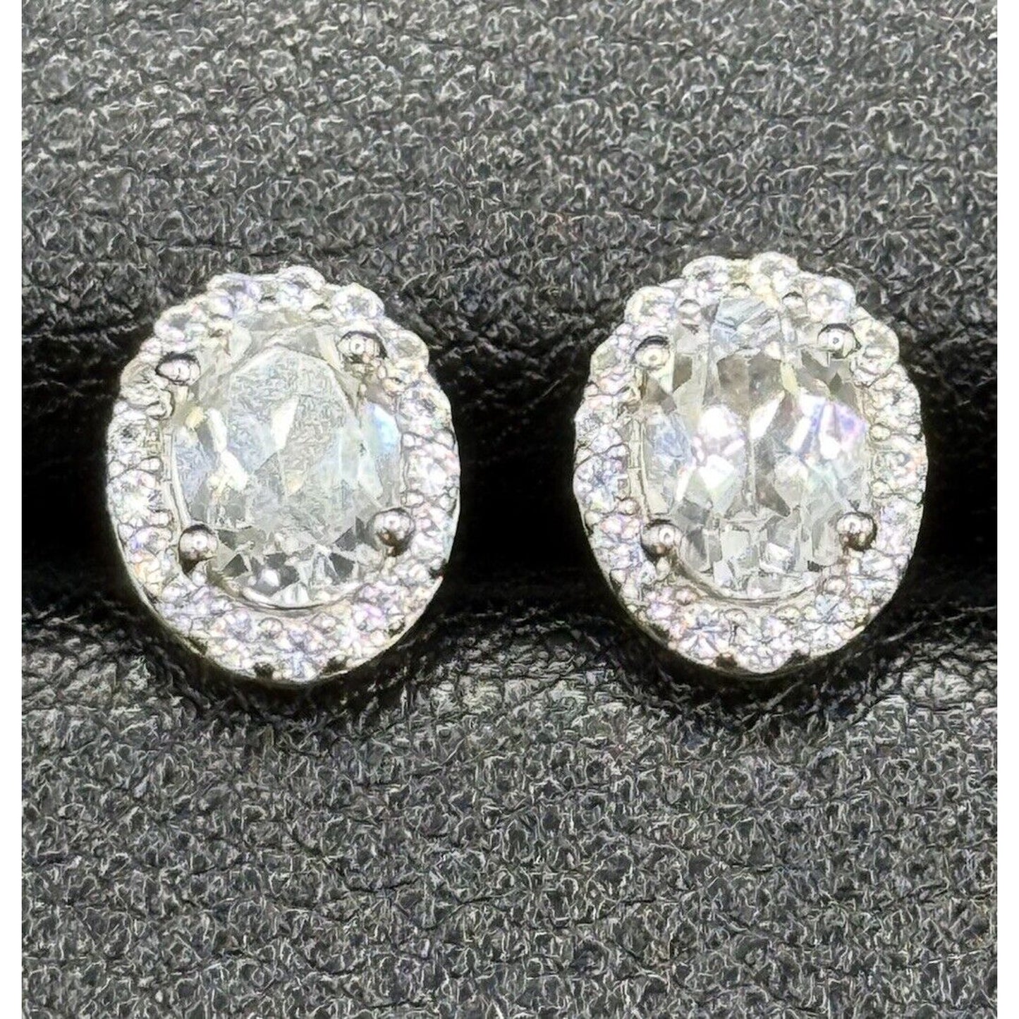 New Condition Sterling Silver Lab Created White Sapphire Earrings