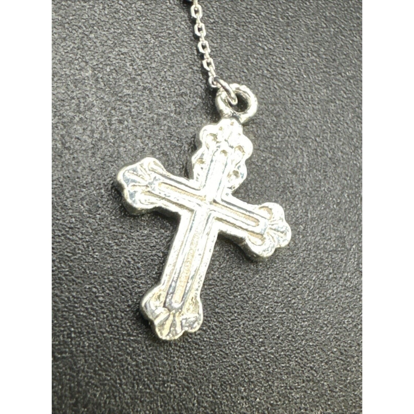 18” New Condition Sterling Silver Rosary Necklace 925
