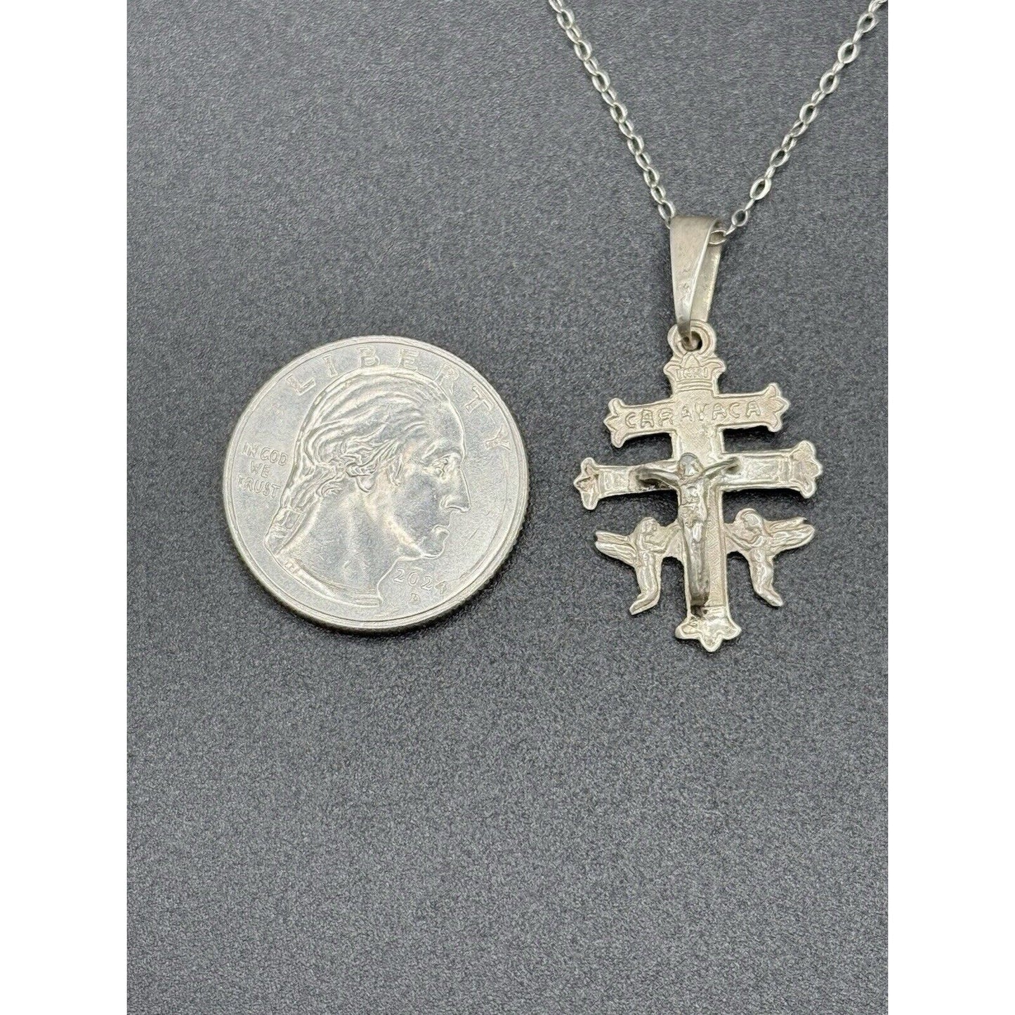 Vintage 18” Sterling Silver Spanish Cross At Caravaca Pendant Necklace M27
