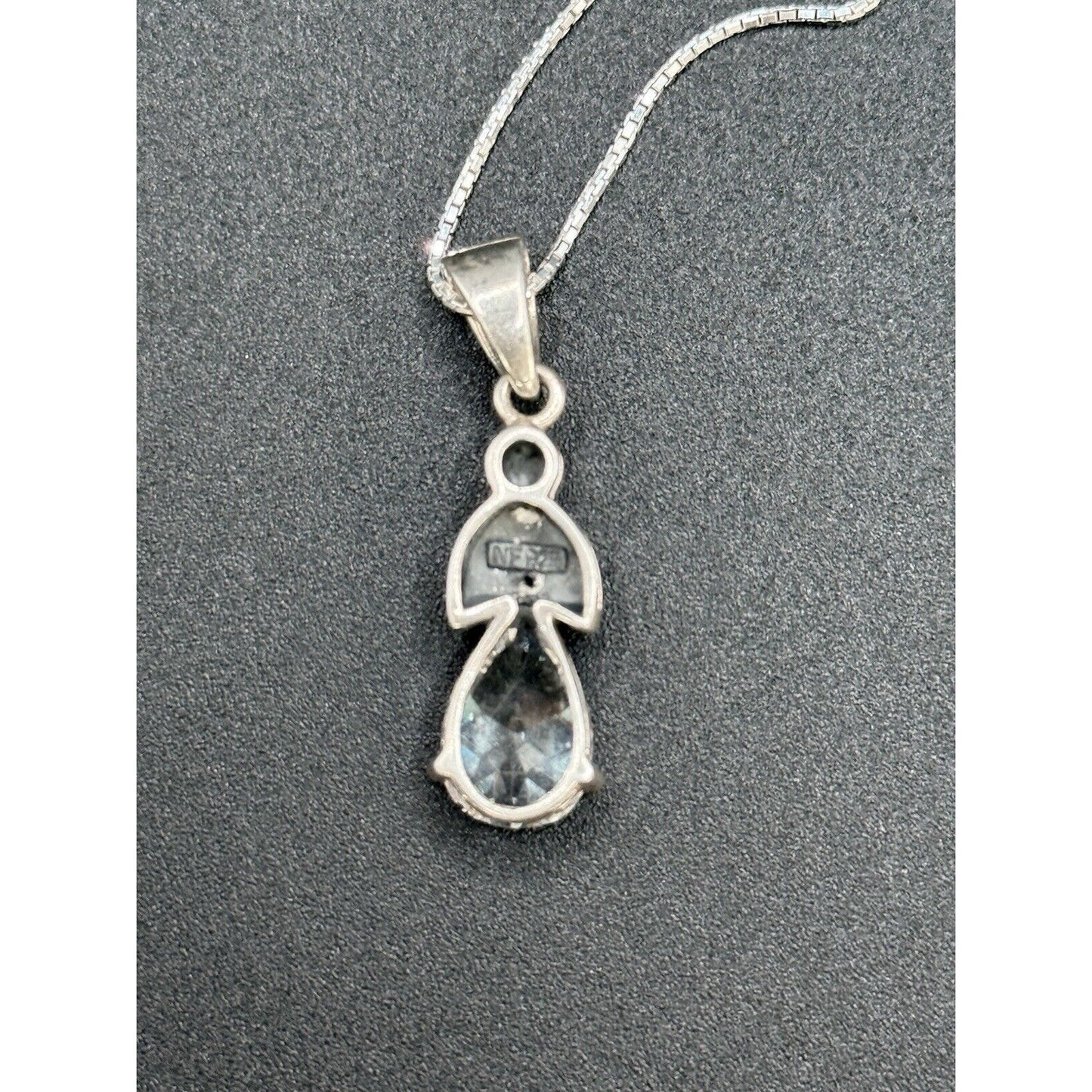 18” Vintage Sterling Silver Cubic Zirconia Marcasite Pendant Necklace 925 M8