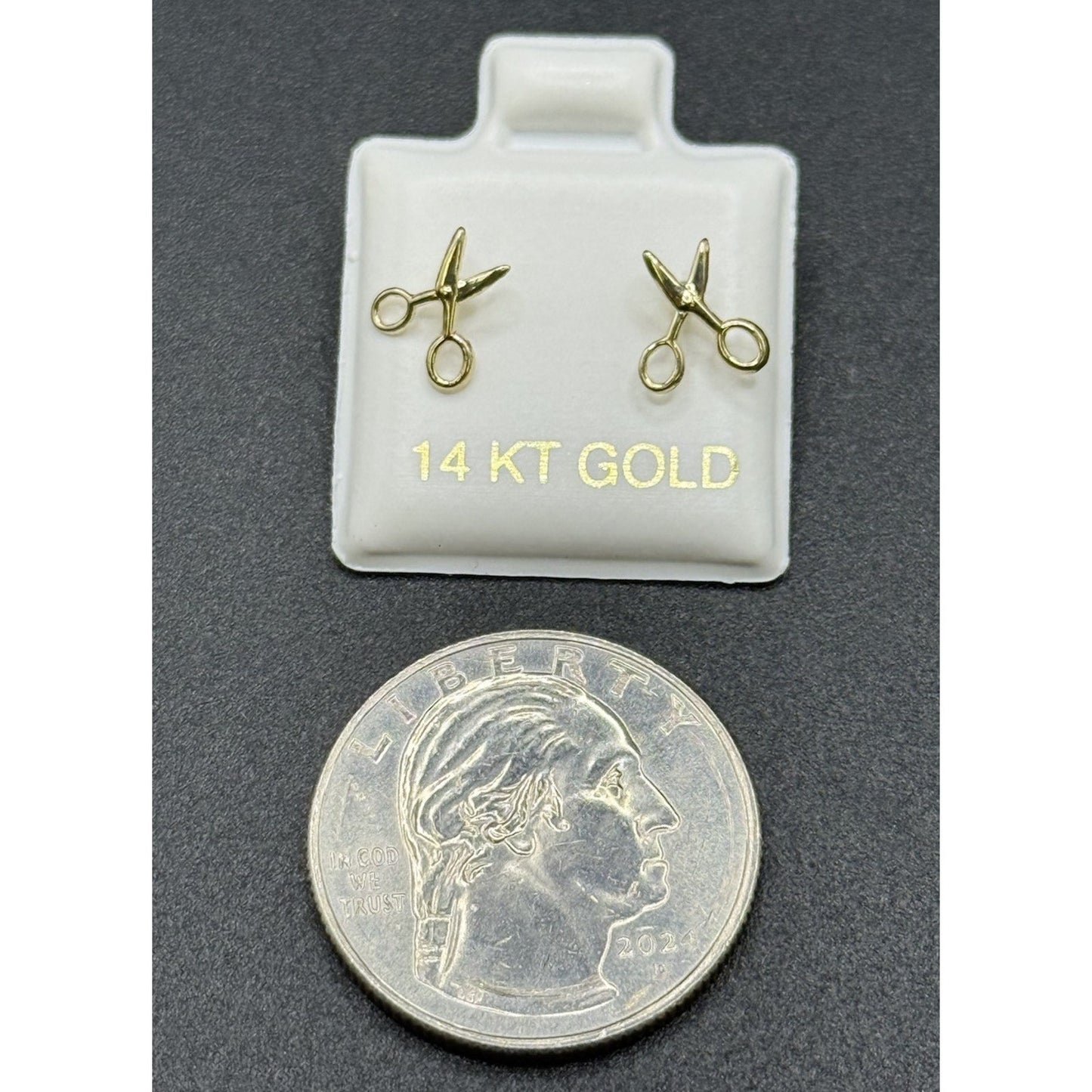 New Condition 14k Dainty Scissors Stud Earrings