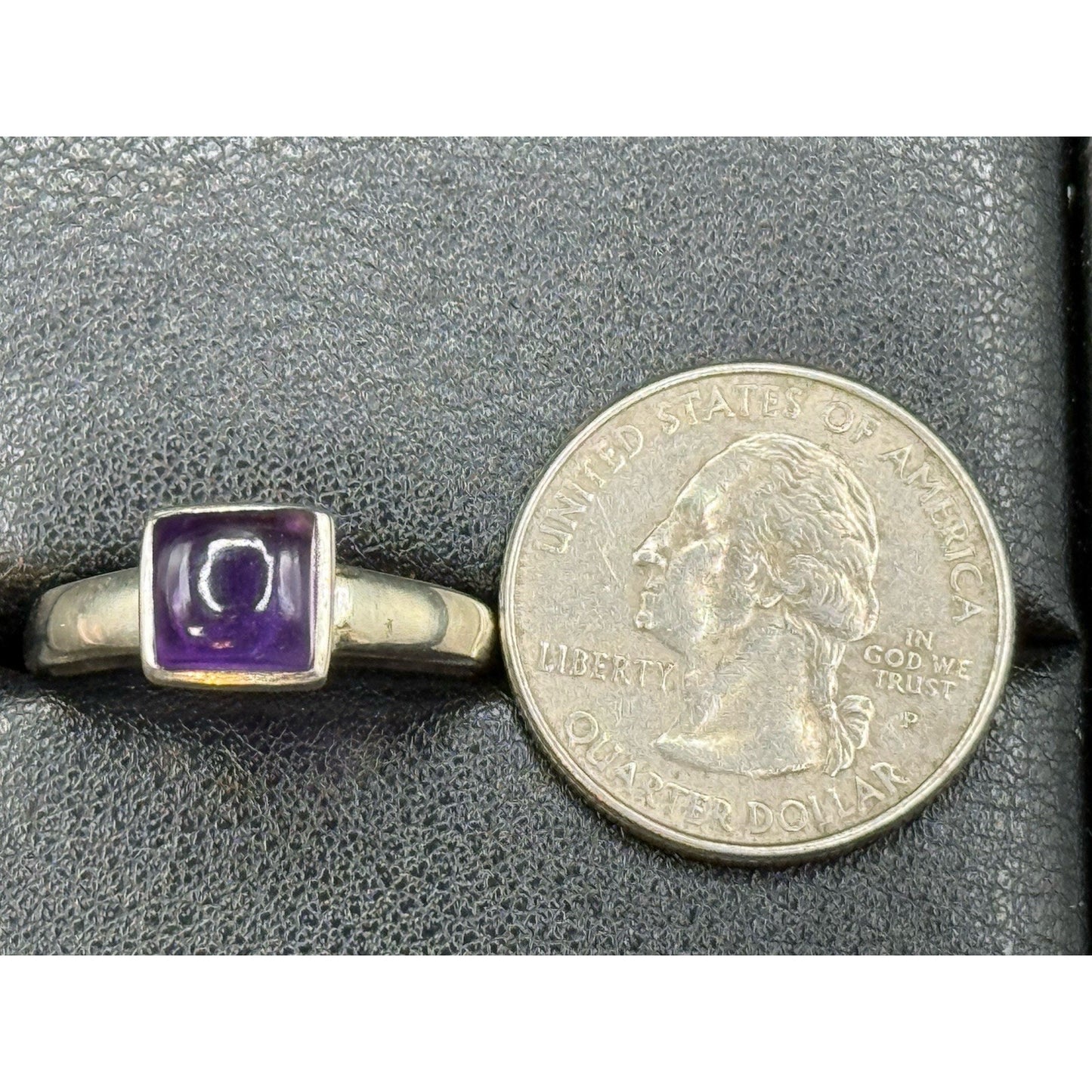 New Condition Sterling Silver Genuine Amethyst Cab Ring Size 10.00 925 P19