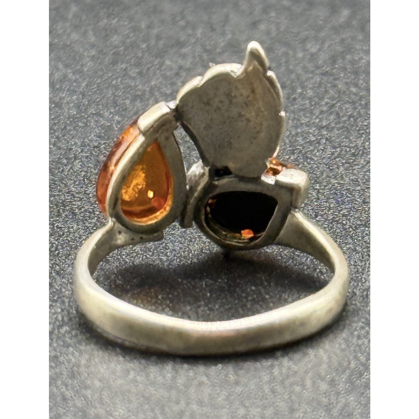 Sterling Silver Multi Amber Leaf Ring Size 5.75 N28