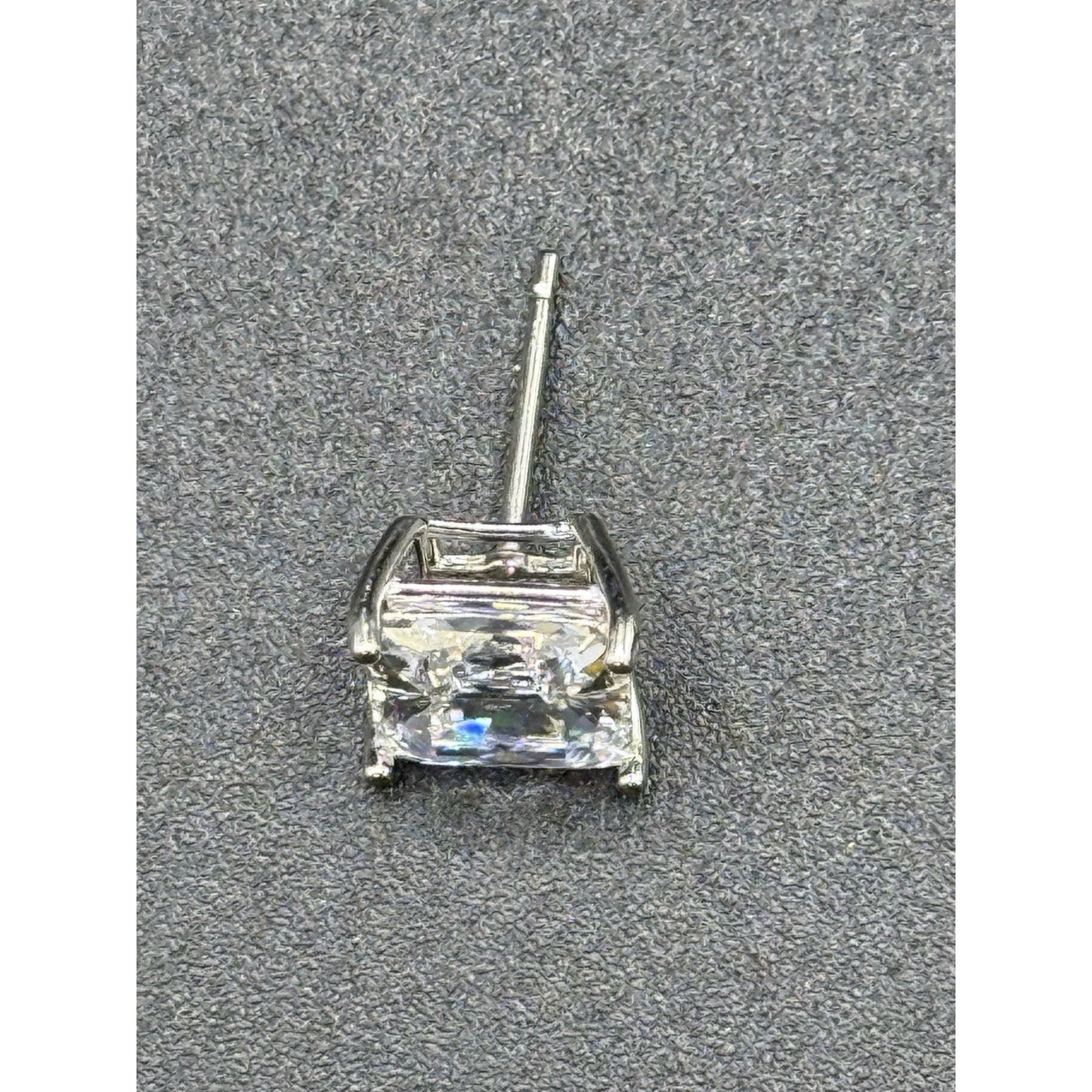 Sterling Silver 8MM Princess Cut Cubic Zirconia Stud Earrings P3
