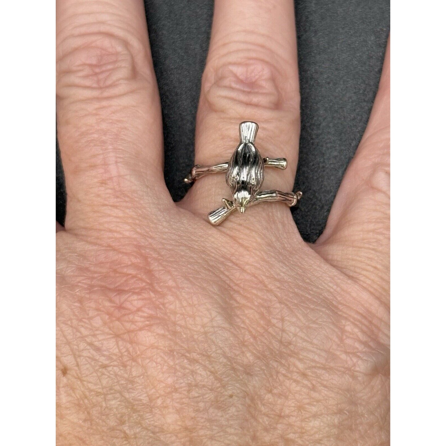 New Condition Sterling Silver Bird On A Branch Ring Size 6.50 925