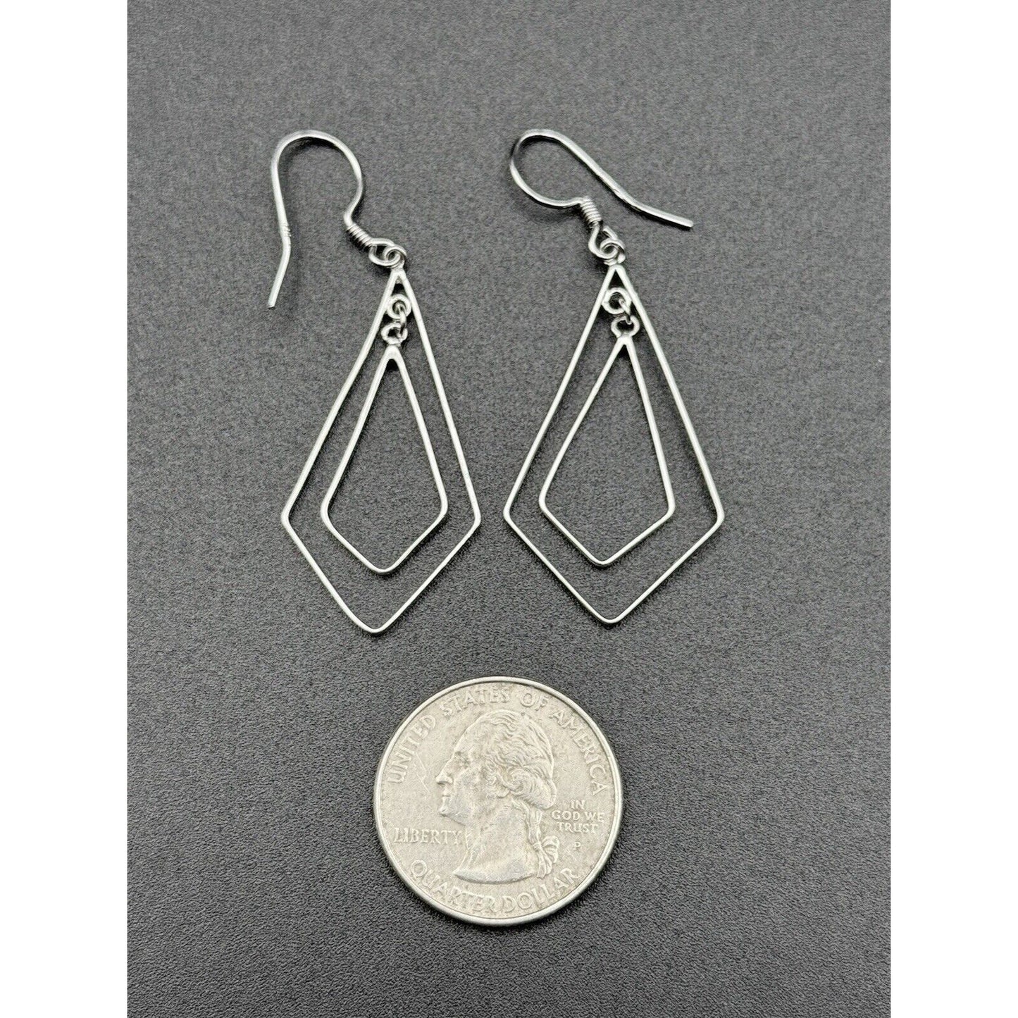Modernist Sterling Silver 925 Double Dangle Geometric Earrings N12