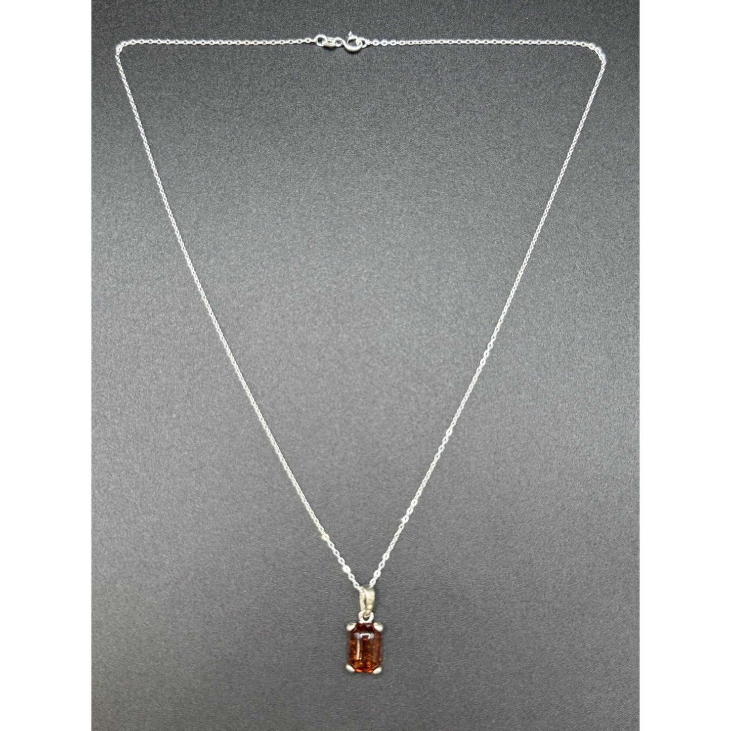 18” Sterling Silver Genuine Amber Pendant Necklace New Chain 925 P11
