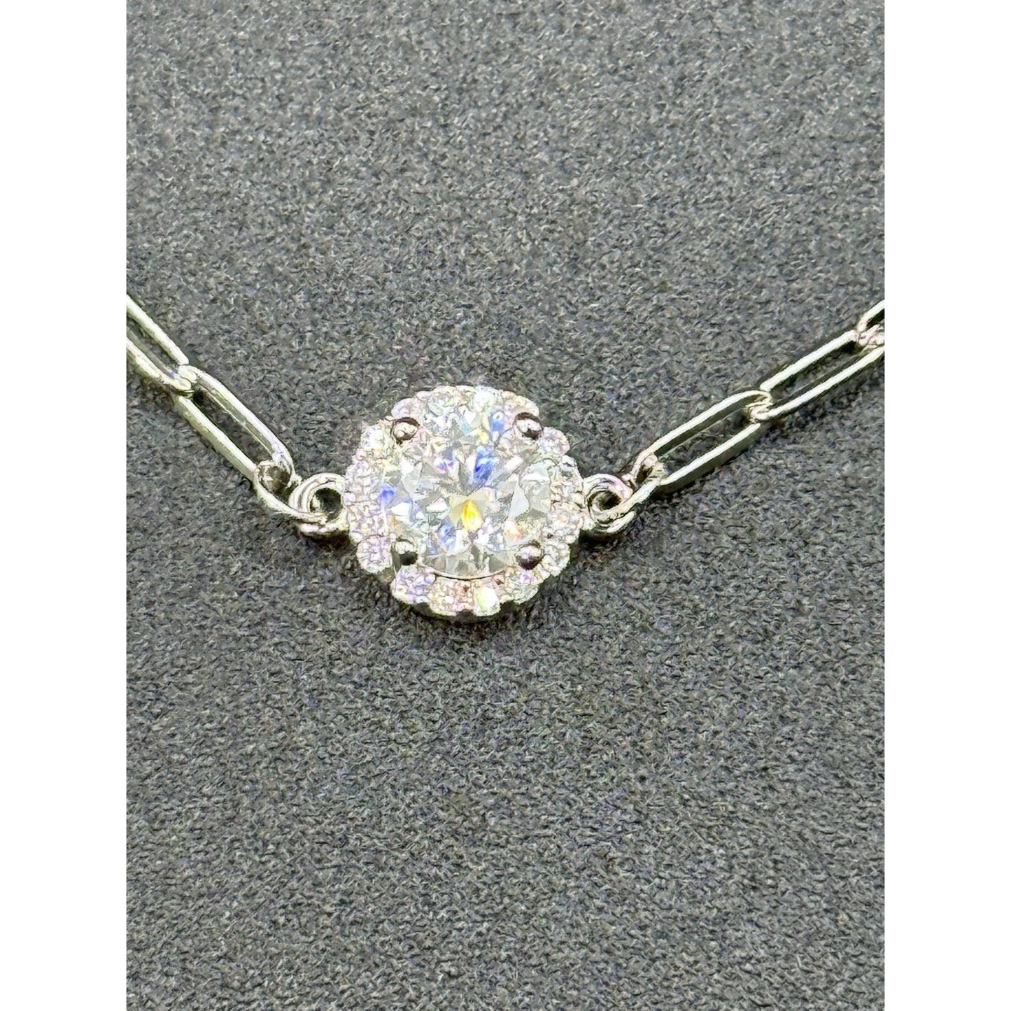 7.25” Sterling Silver Moissanite Station Bracelet GRA Adjustable
