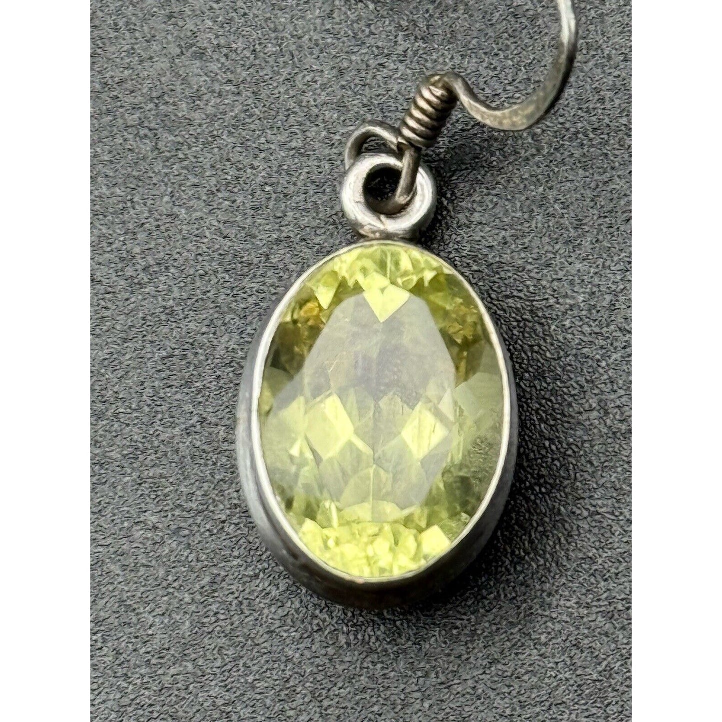 Sterling Silver Lemon Quartz Dangle Earrings 925 N12
