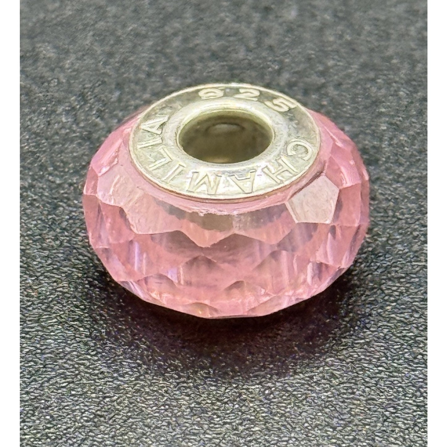 Camilla Sterling Silver Pink Glass Faceted Charm P11