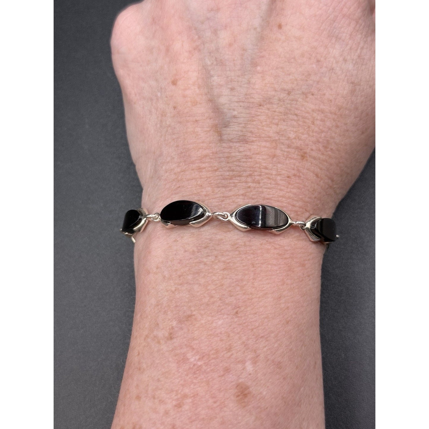 7.5” Sterling Silver Red Amber Bracelet Lobster 925 Q23