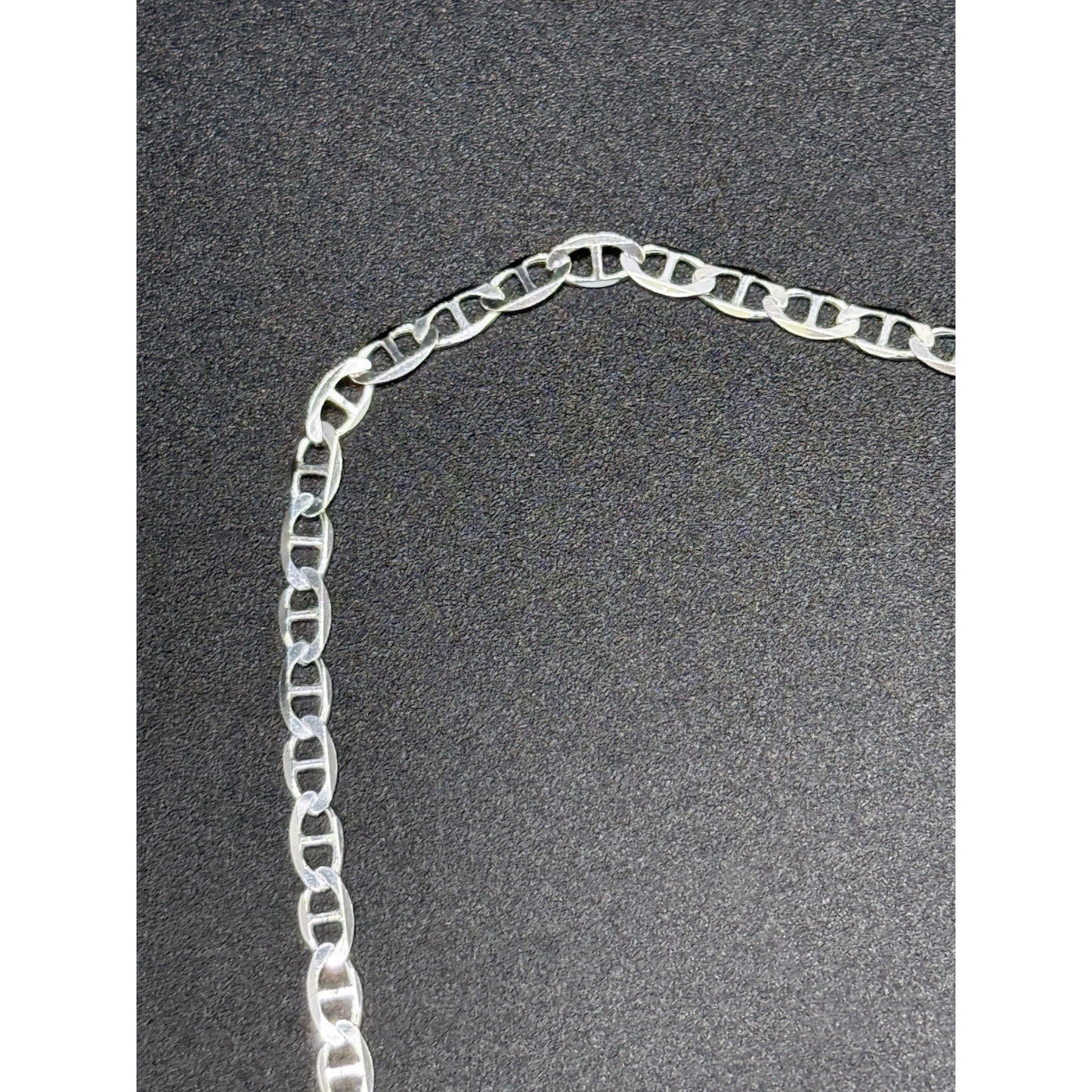 New Condition 18” Sterling Silver Flat Marina Chain Necklace 3.50MM 6 Grams