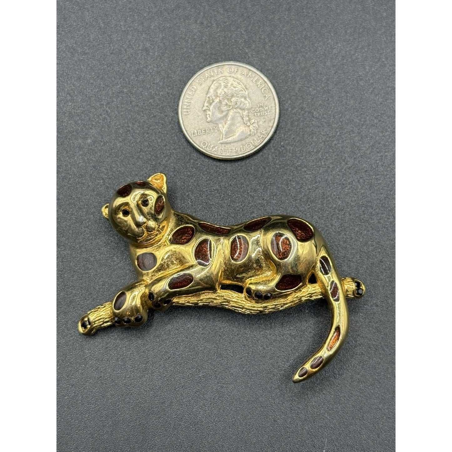Vintage MCM Premier Design Leopard Gold Tone Brooch N19