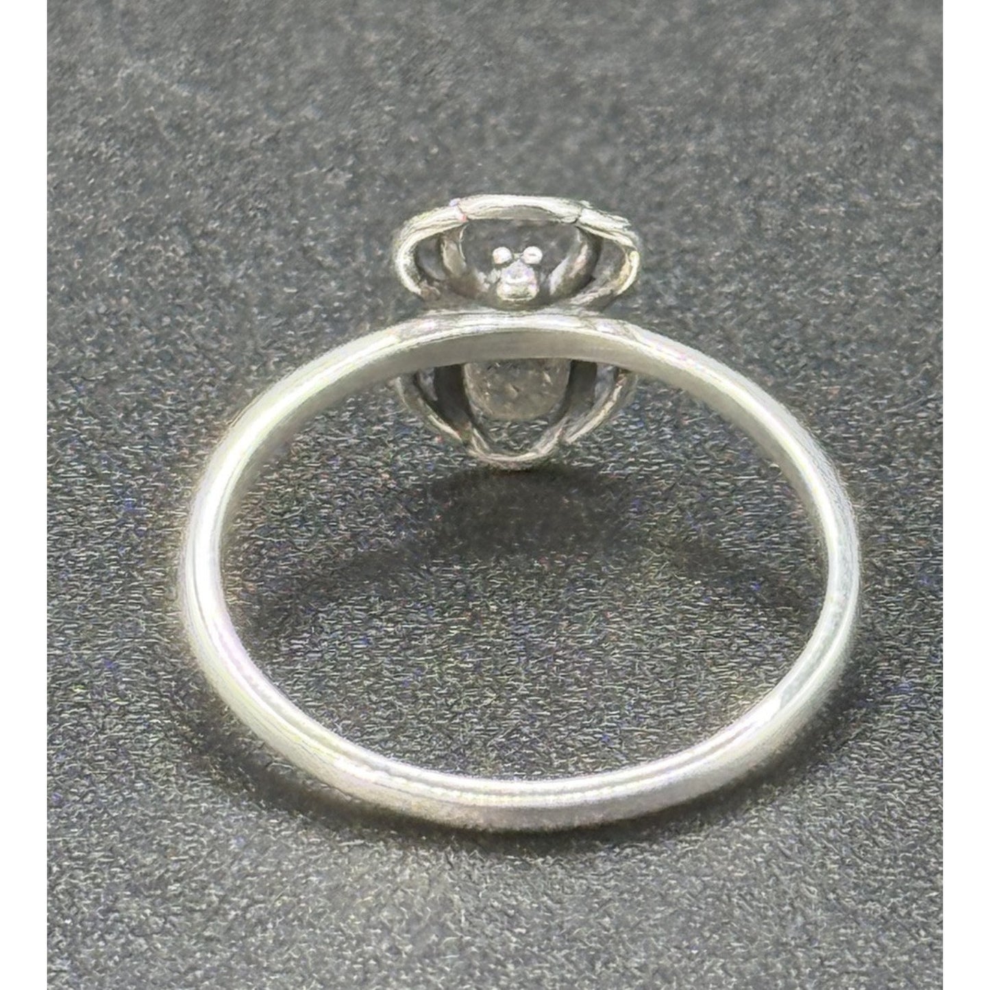 New Condition Sterling Silver Lab Opal Dainty Spider Ring Size 6.50