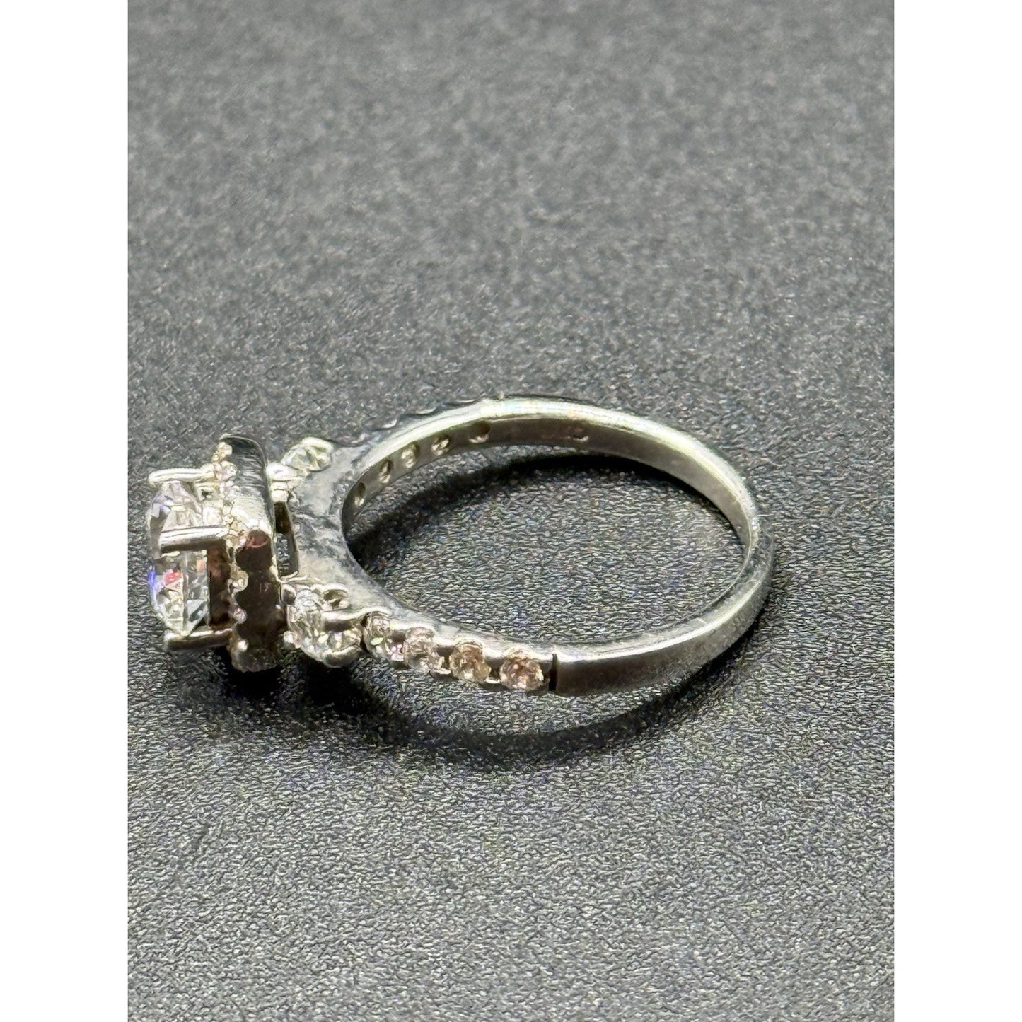 EUC Sterling Silver Cubic Zirconia Engagement Ring Size 6.00 P5