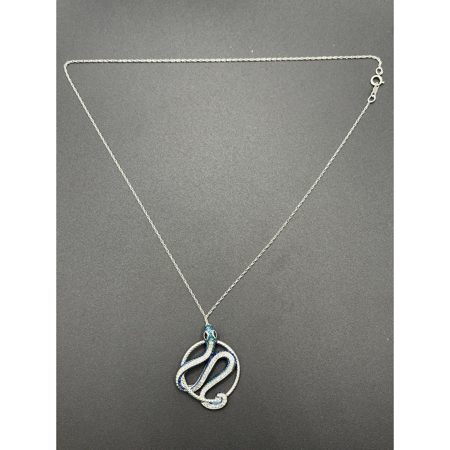 18" New Condition White Sapphire Enamel Snake Necklace