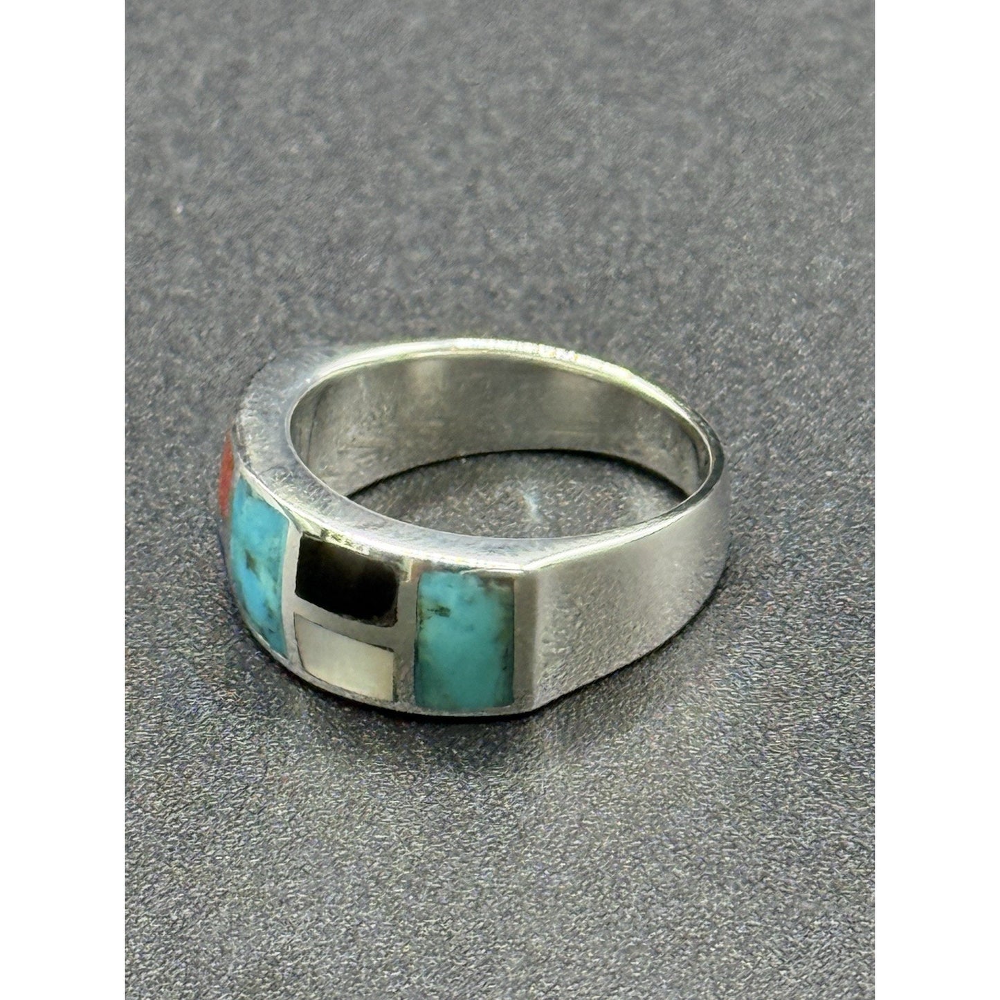 New Condition Sterling Silver MultiGemstone Ring Size 7.00 Turquoise