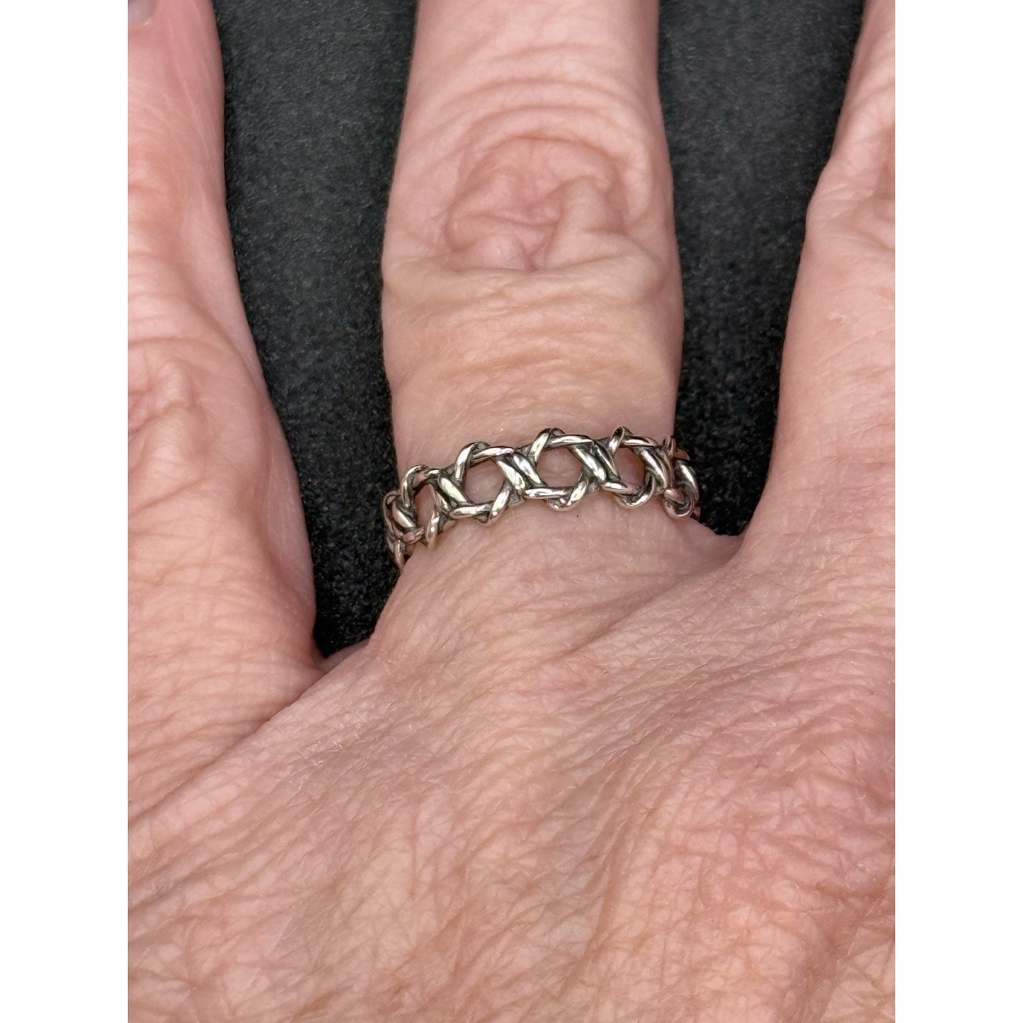 New Condition Sterling Silver Braid Open Ring Size 7.00