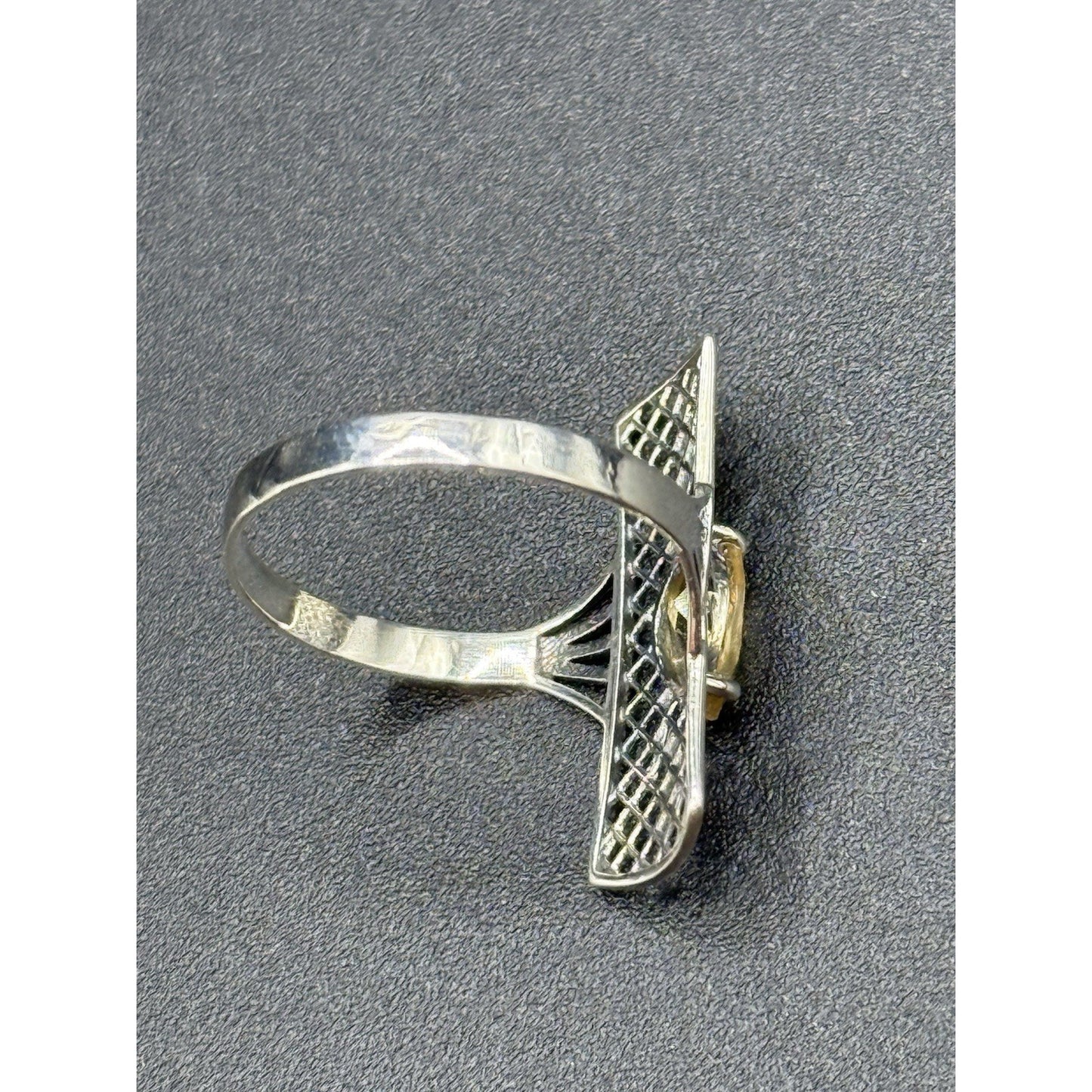 EUC Sterling Silver Genuine Citrine Filigree Ring Size 7 925 Q24