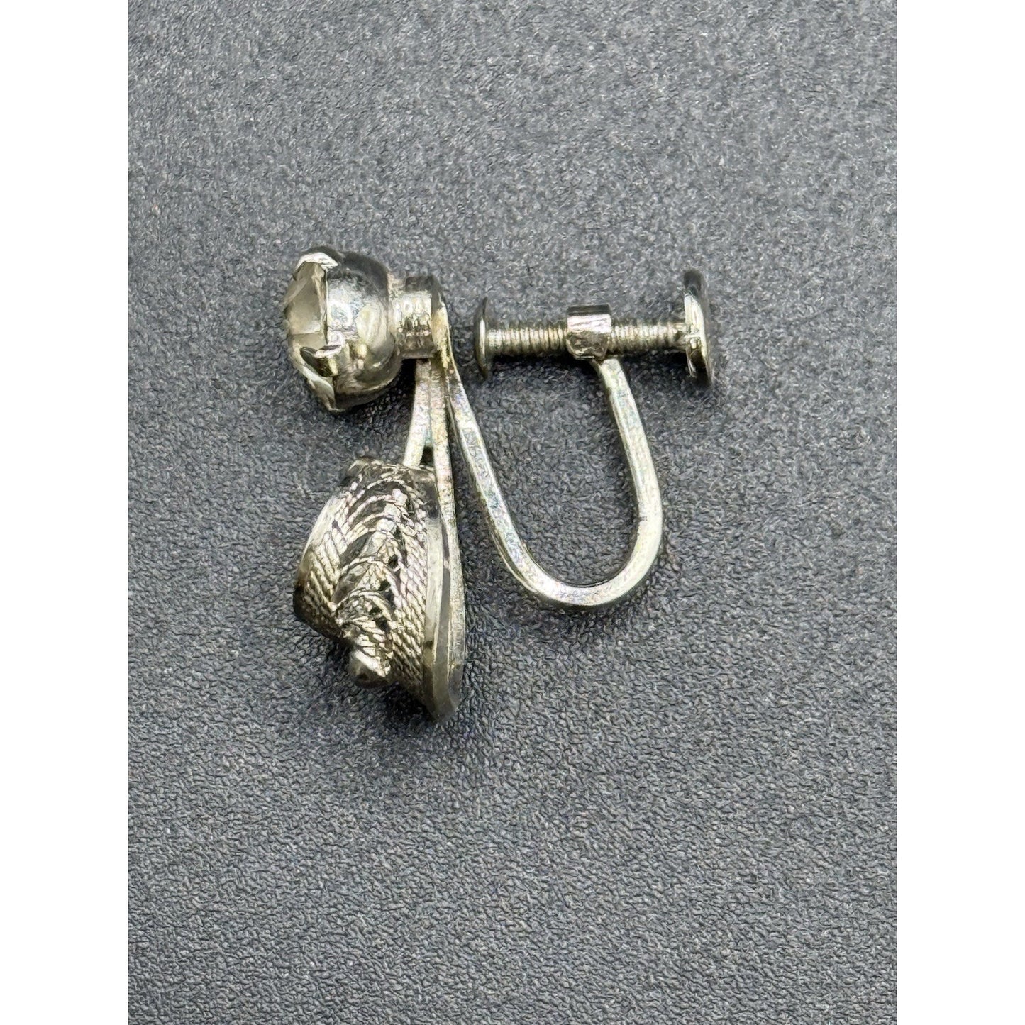 Ann Lee Sterling Silver Rhinestone Screw Back Earrings P3