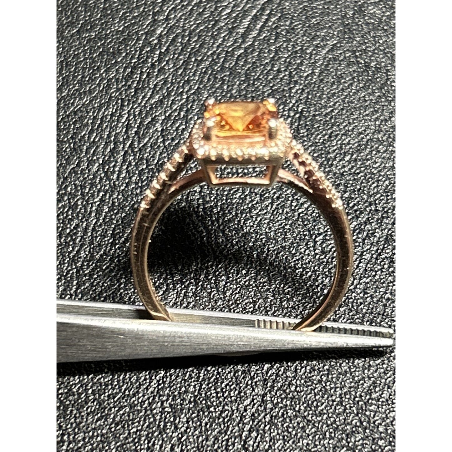 Gold Sterling Silver Orange Cubic Zirconia Ring Size 8.75 925 p20