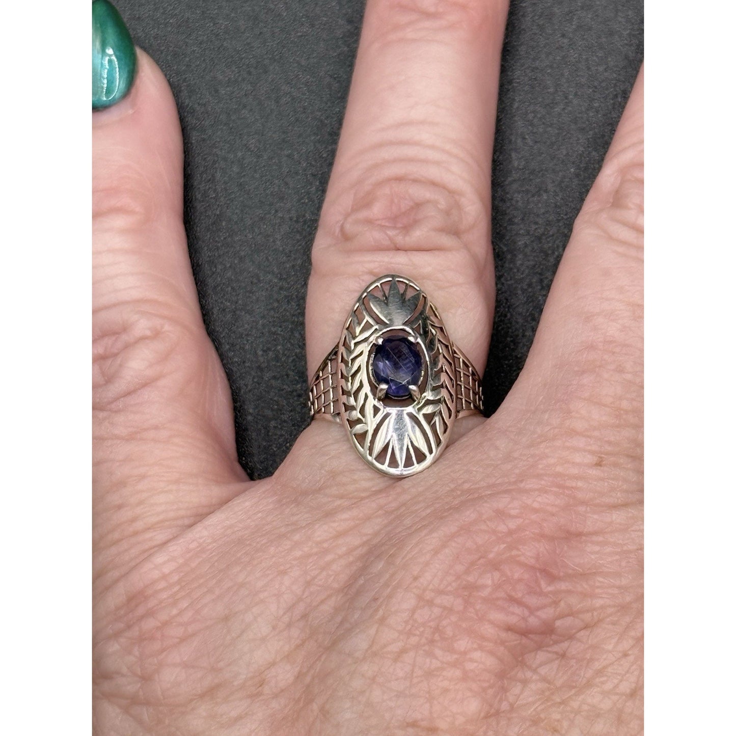New Condition Sterling Silver Genuine Iolite Ring Size 7.50 925 P20