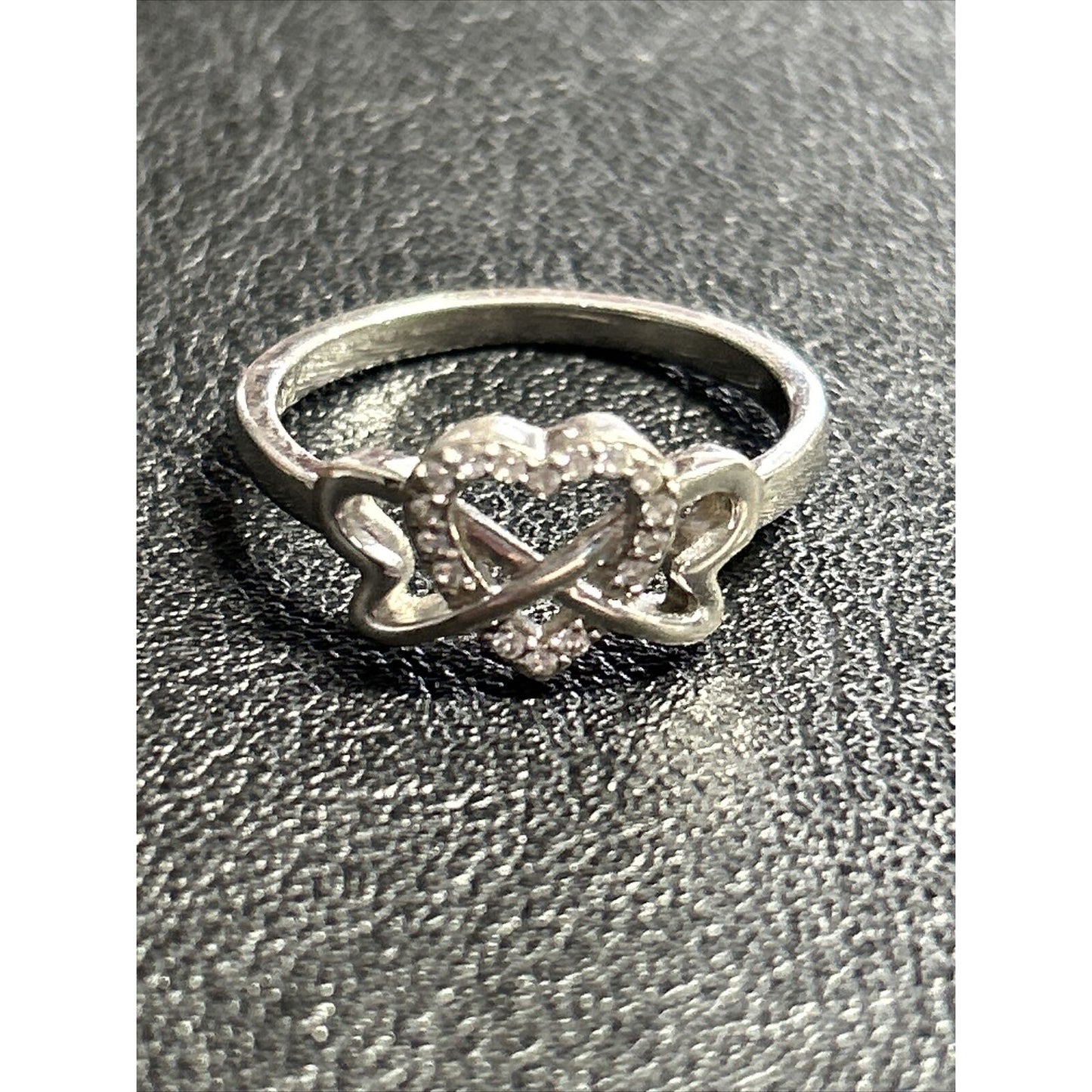 Sterling Silver Triple Heart Ring Size 7.00 925 Cubic Zirconia P20