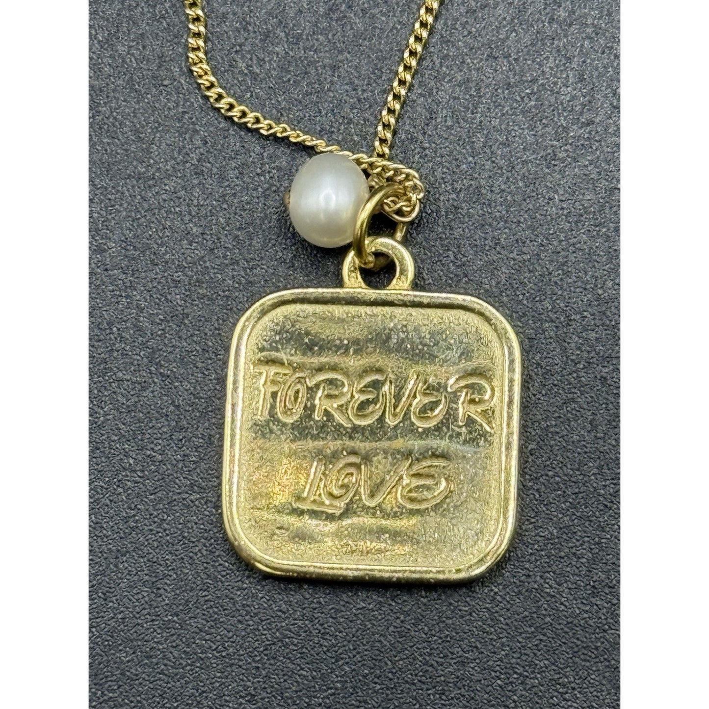 20” Gold Sterling Silver Pearl “Forever Love” Pendant Necklace 925 P3