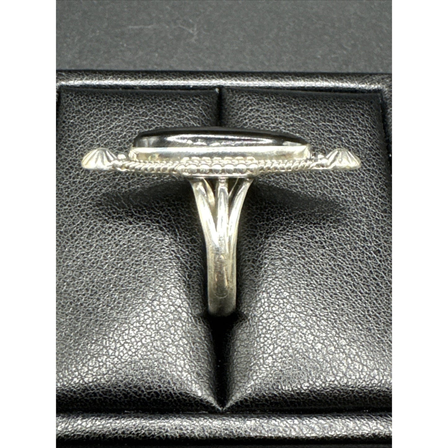 Sterling Silver Onyx Long Ring 925 Size 10.25 T29