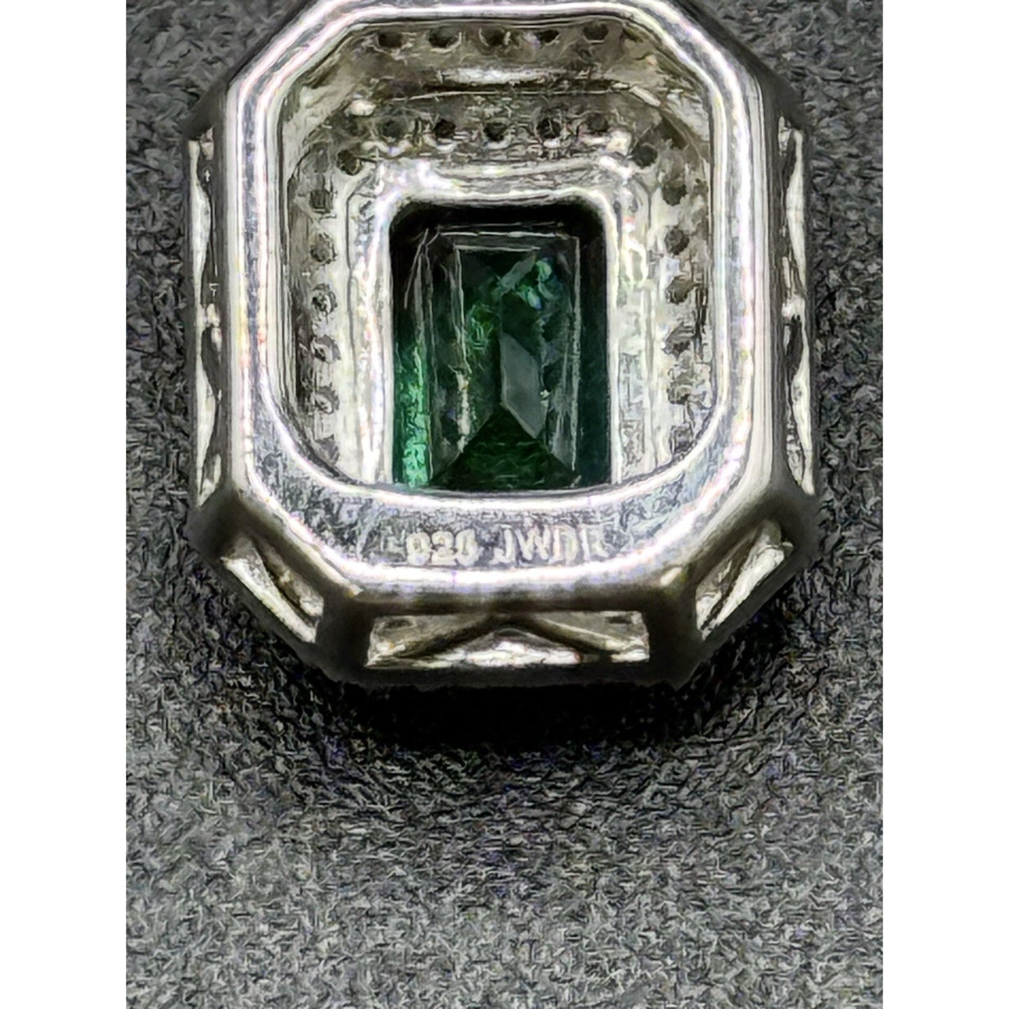 New Condition Sterling Silver Lab Created Emerald White Sapphire Earrings
