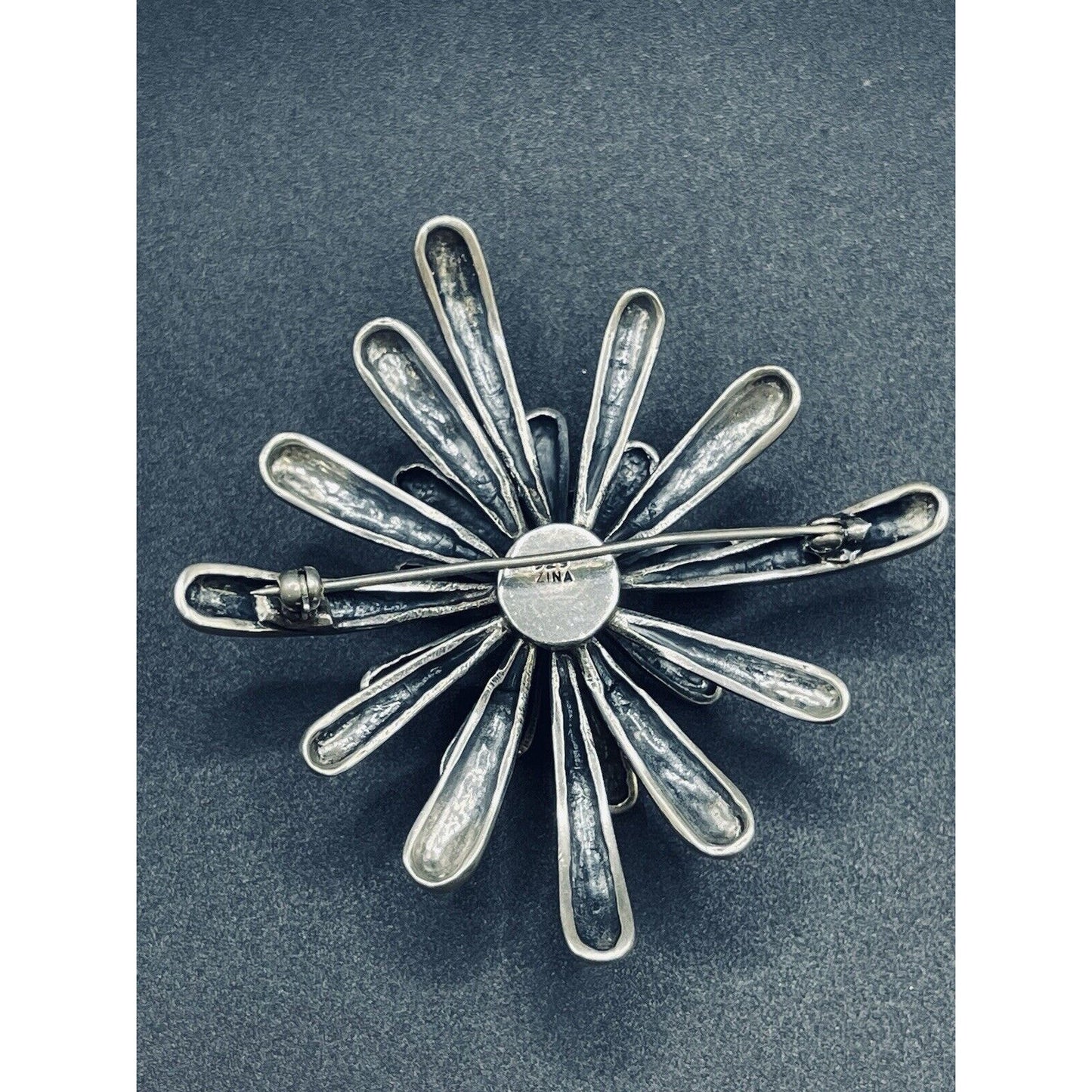 Zina Vintage Modernist Sterling Silver Firework 37 Grams Brooch Pin 925 L9