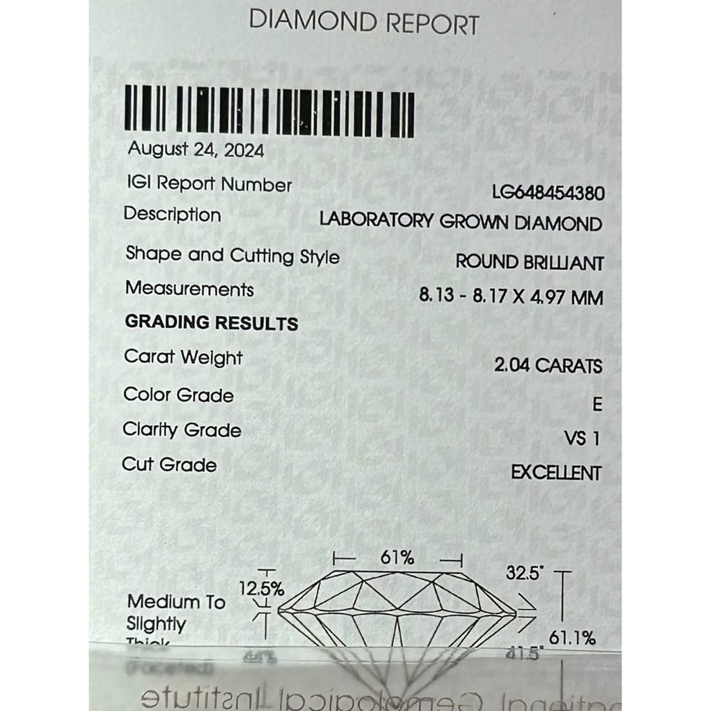 4.08 Total Weight 14k White Gold Lab Grown Round Brilliant Diamond Studs E Color VS Clarity IGI