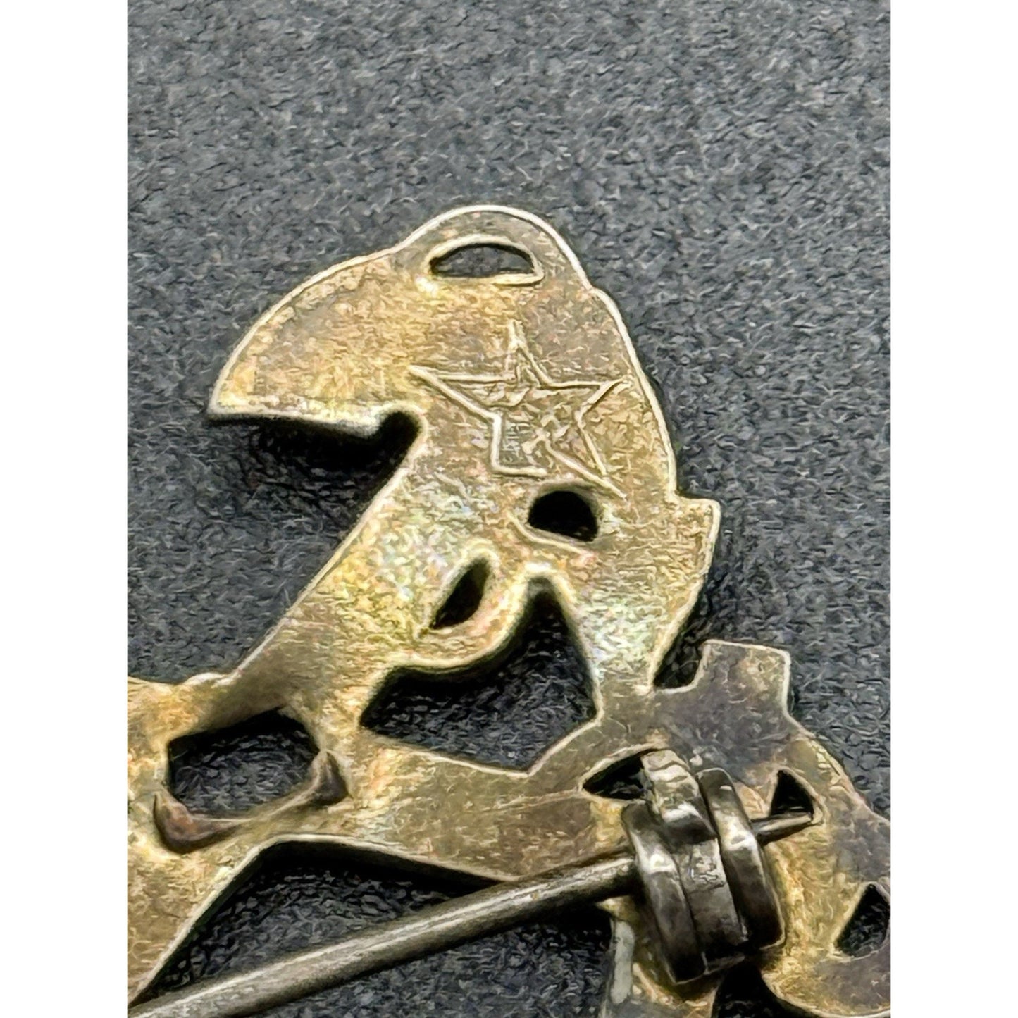 Antique Sterling Silver 10k Gold Filled Anchor Pin Brooch US Navy P19