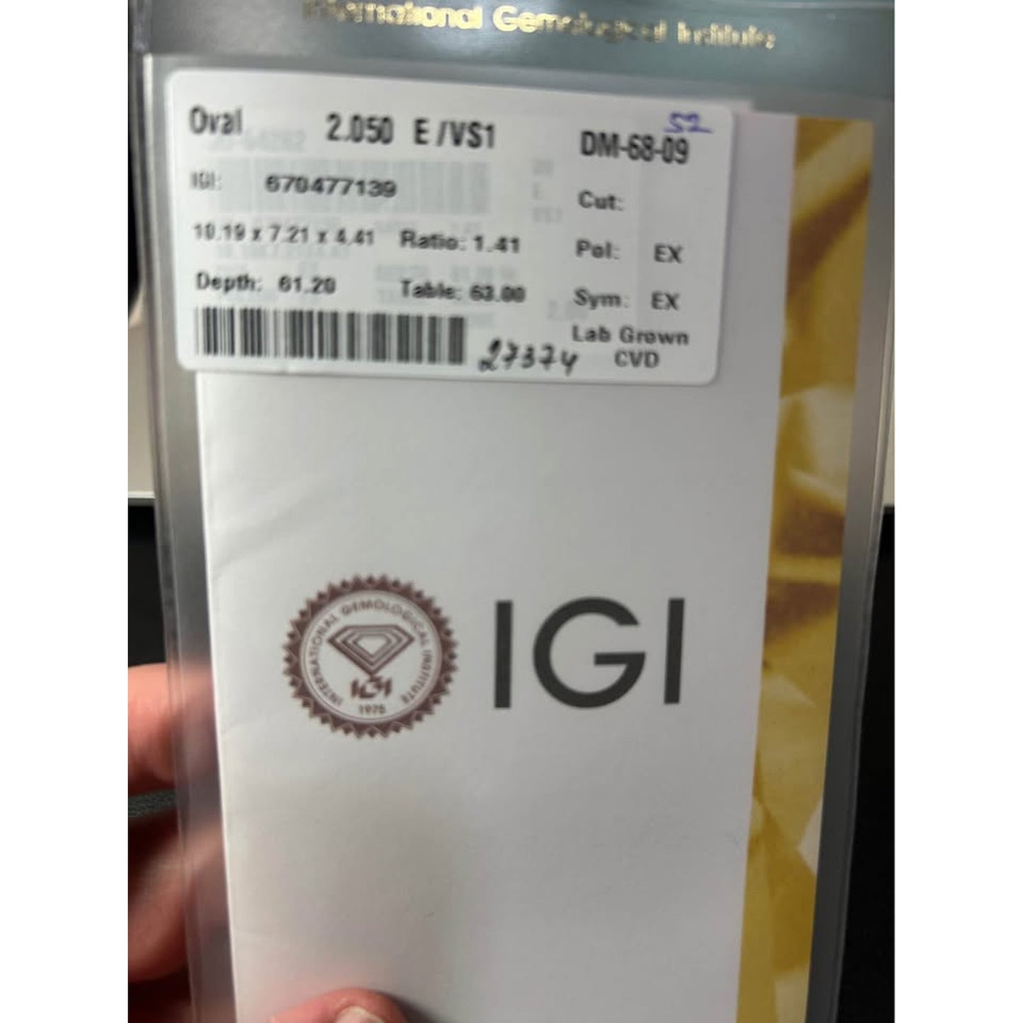 14k White Gold Lab Grown Oval 2.05 Carat Diamond E Color VS1 Bezel Ring