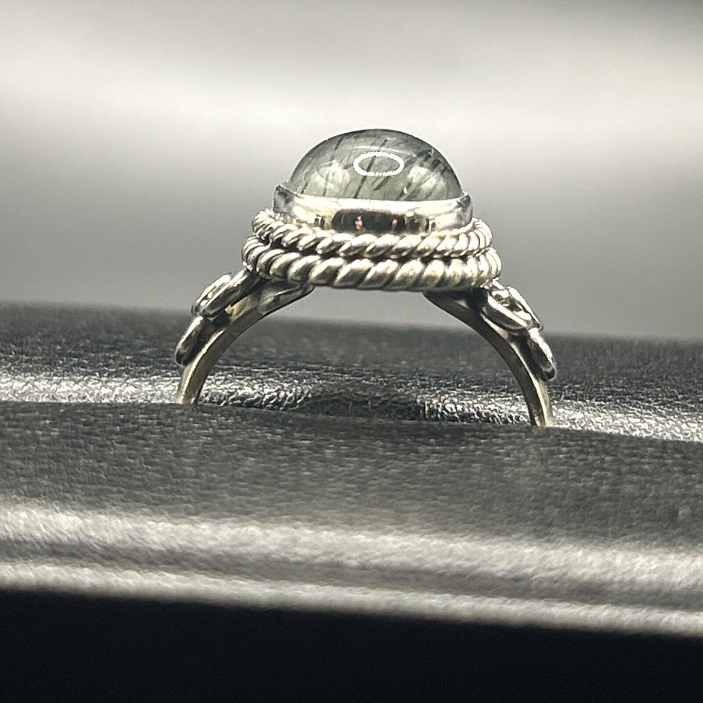 New Condition Sterling Silver Black Rutile Ring Size 7.00