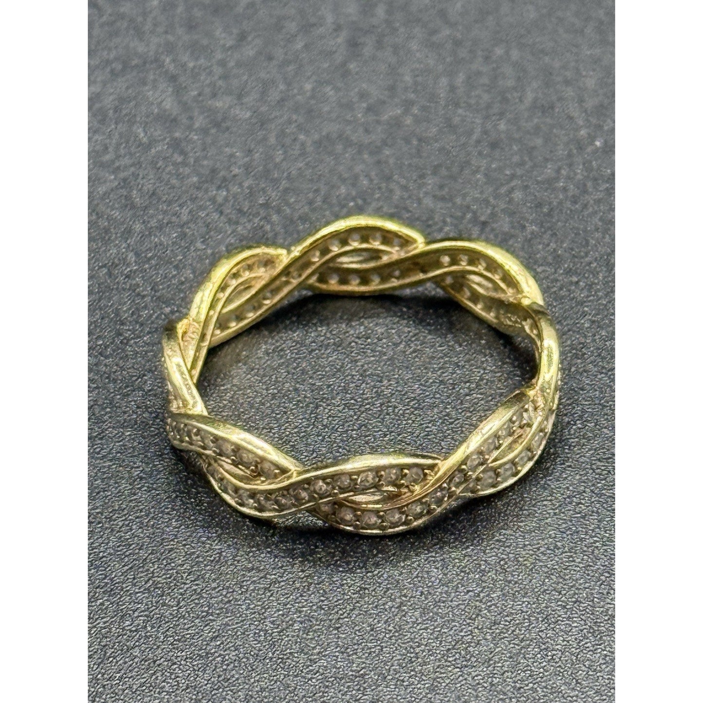 Gold Sterling Silver Cubic Zirconia Twist Ring Size 9.75 Q23